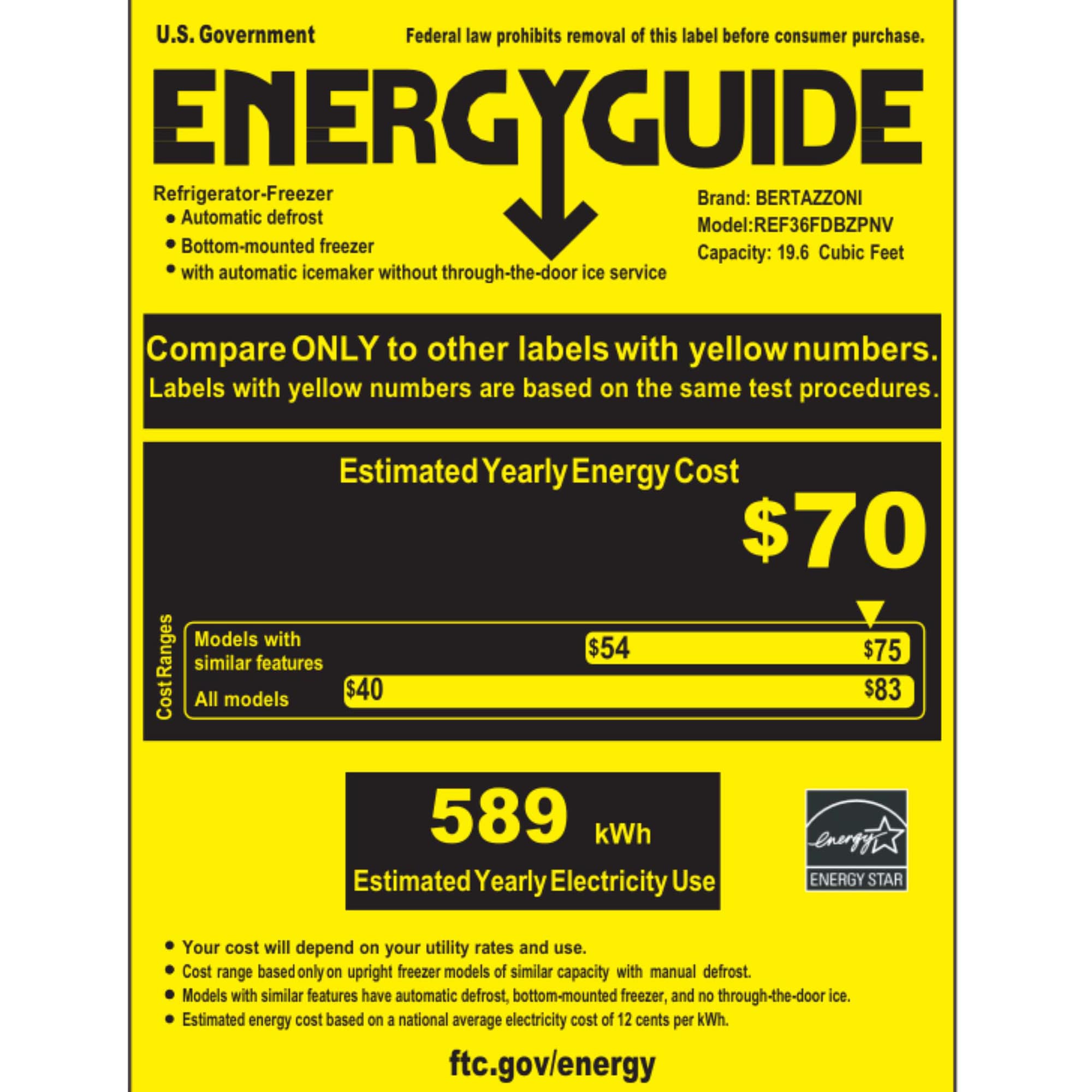 Bertazzoni 36 in. 19.6 cu. ft. Built-In Counter Depth French Door Refrigerator with Internal Water Dispenser - Custom Panel Ready, , hires