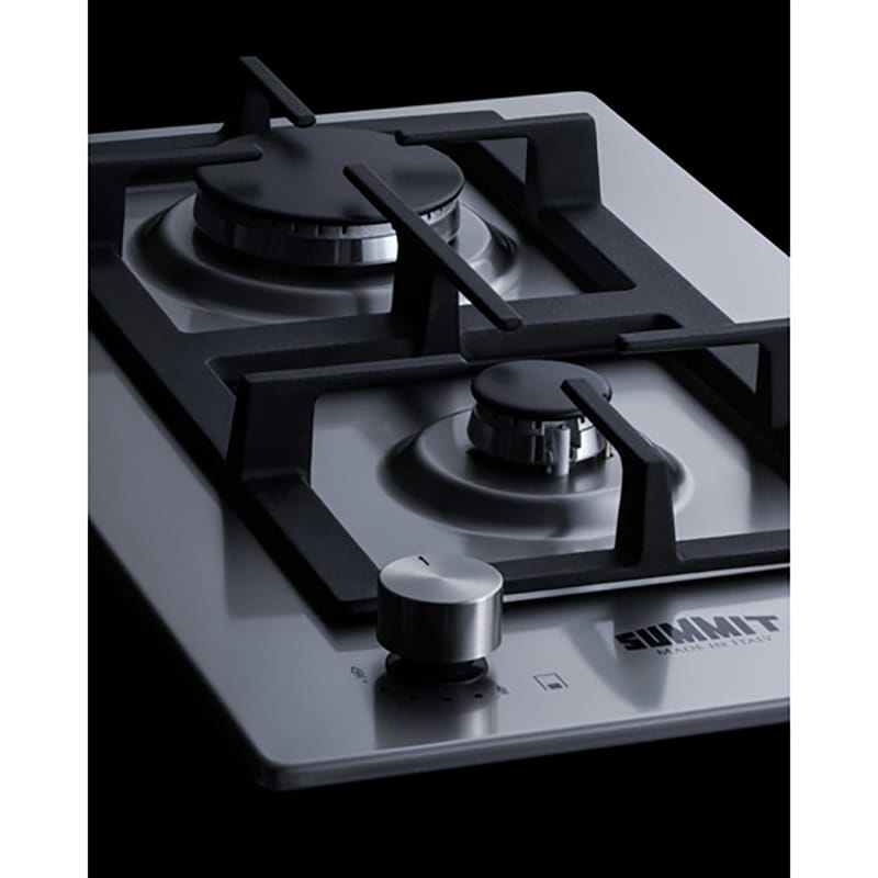 Summit 12 in. 2-Burner Natural Gas Cooktop with Simmer Burner - Stainless Steel, , hires