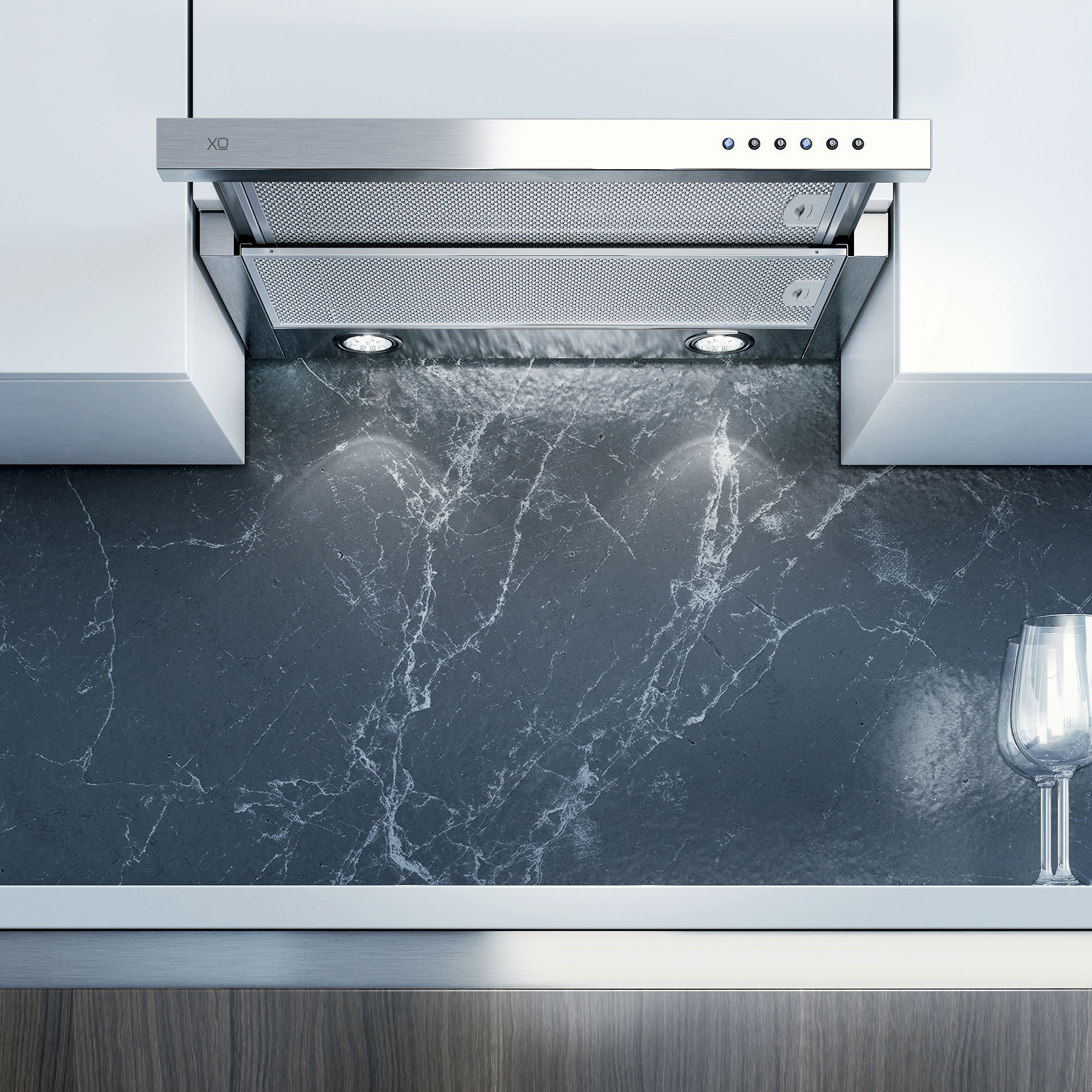 XO 36 in. SlideOut Style Range Hood with 3 Speed Settings, 600 CFM