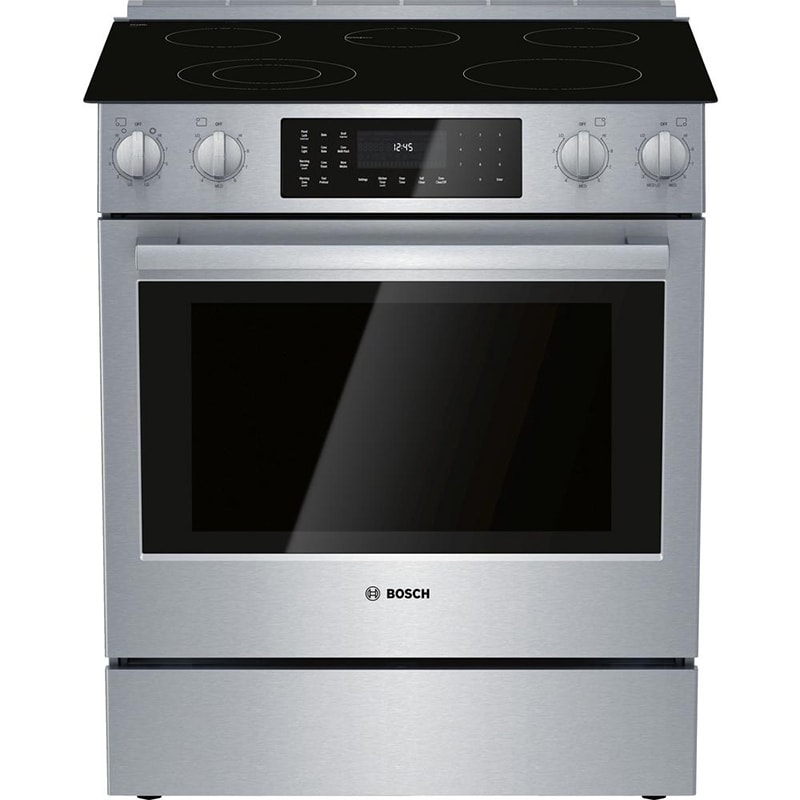 Bosch 800 Series 30 in. 4.6 cu. ft. True European Convection Slide-In Electric Range with Smoothtop Burners - Stainless Steel, , hires