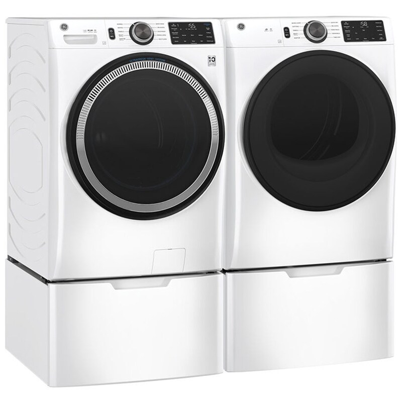 GE 28 in. 7.8 cu. ft. Smart Stackable Gas Dryer with Sanitize Cycle & Sensor Dry - White, White, hires