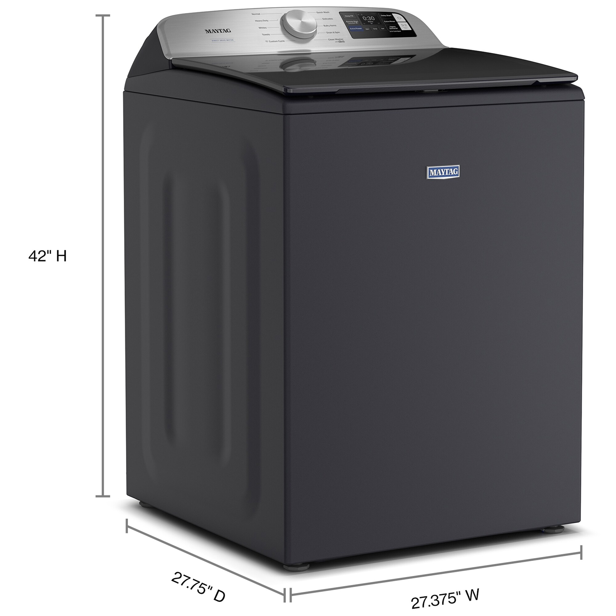 Maytag 27 in. 5.3 cu. ft. Smart Top Load Washer with Impeller & Extra Power - Midnight Steel, Midnight Steel, hires