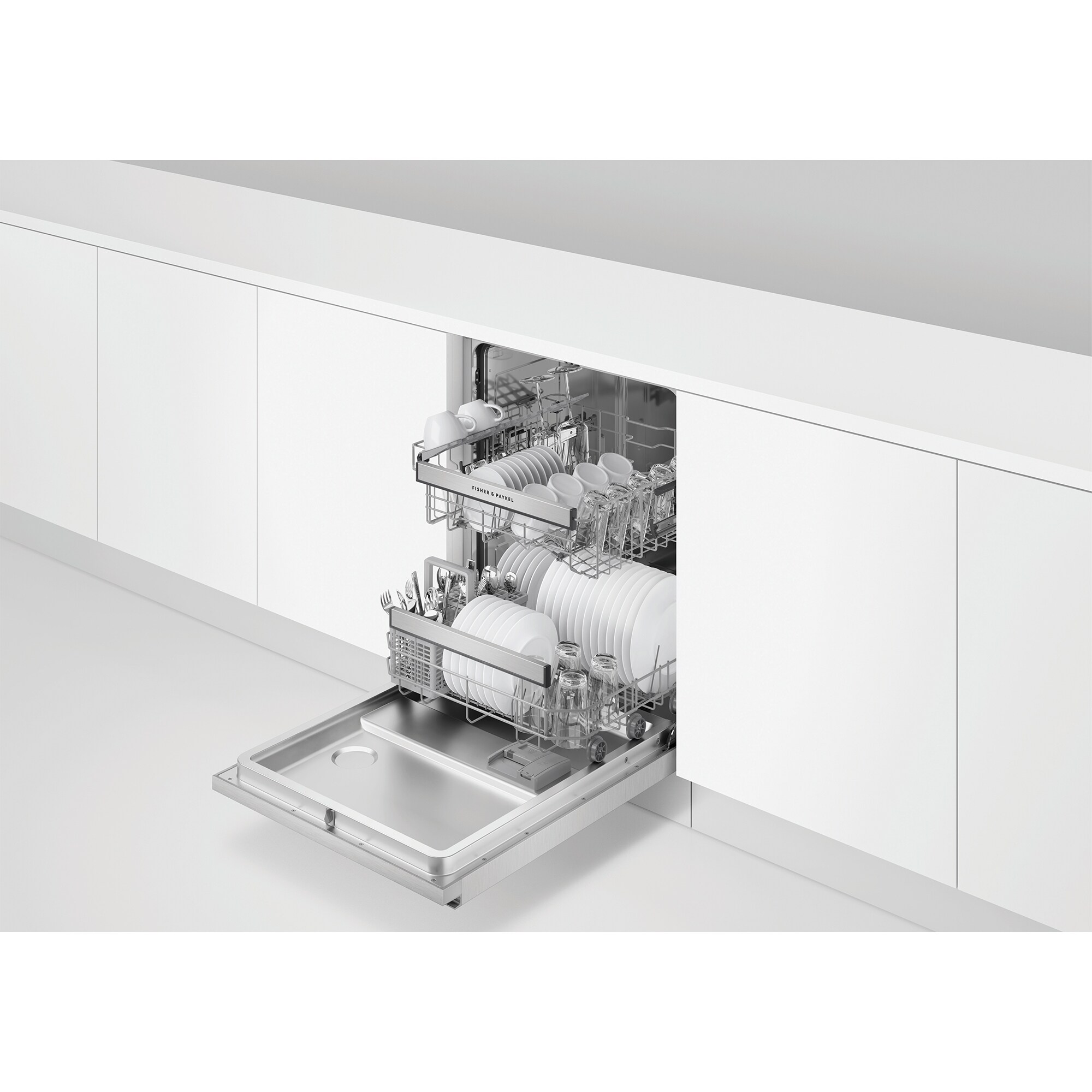 Fisher & Paykel Series 7 24 in. Front Control Flush-Mount Smart Dishwasher with 46 dBa Sound Level & Pocket Handle - Stainless Steel, , hires