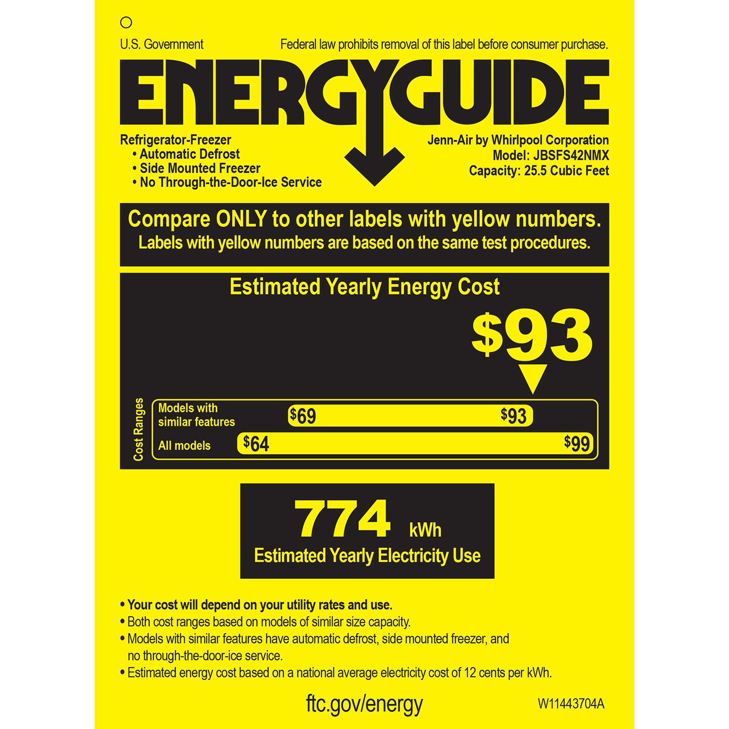 JennAir 42 in. 25.5 cu. ft. Built-In Counter Depth Side by Side Refrigerator with Ice Maker - Custom Panel Ready, , hires