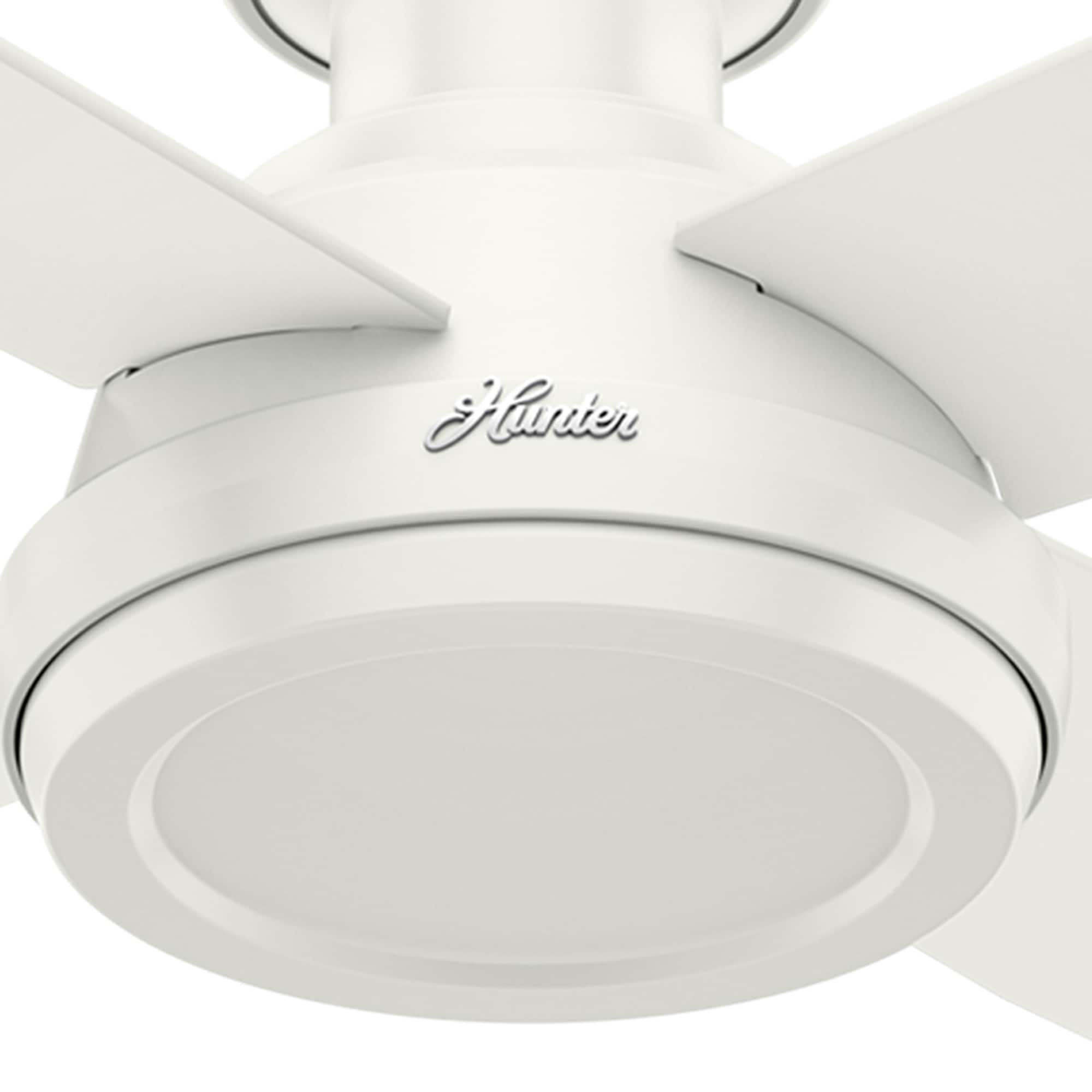 Hunter 52 inch Dempsey Low Profile Ceiling Fan and Handheld Remote - Fresh White, White, hires