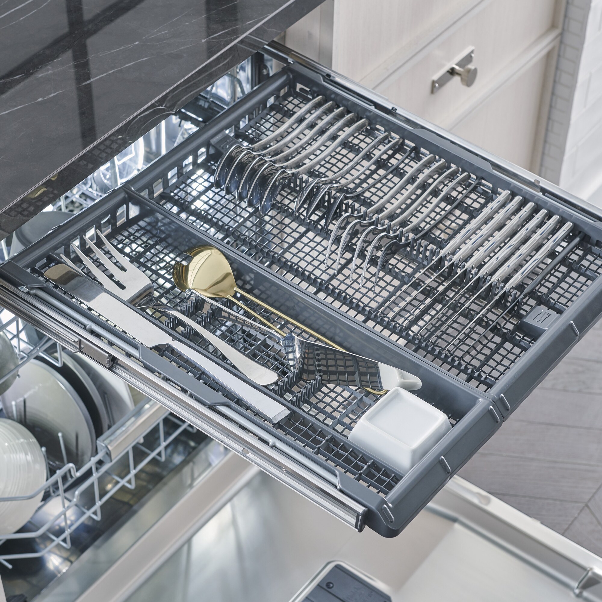 Monogram 24 in. Top Control Flush-Mount Smart Dishwasher with 39 dBa Sound Level, 3rd-Rack & Max Dry system - Custom Panel Ready, , hires