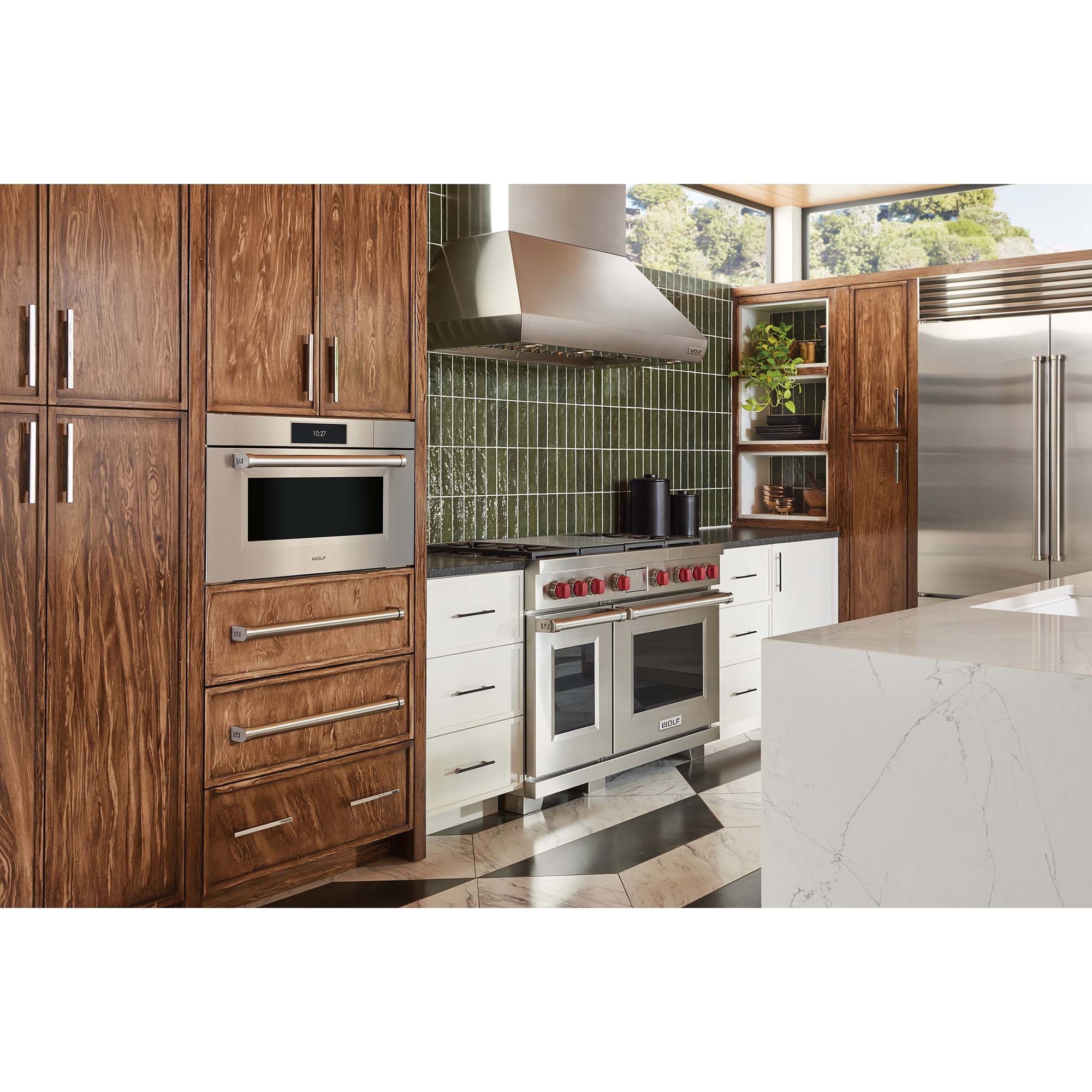 Wolf 48 in. Ducted Chimney Style Range Hood with 3 LED Lights - Stainless Steel, , hires