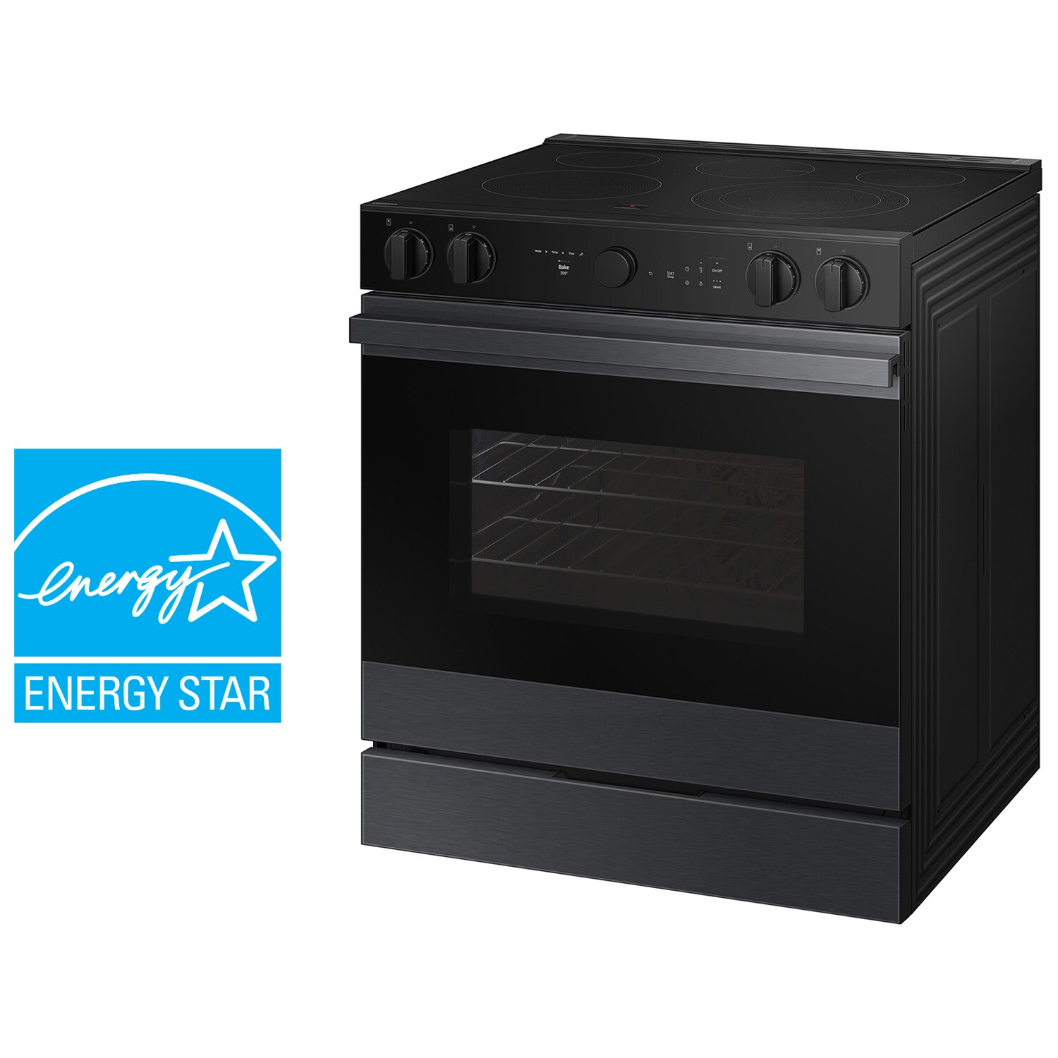 Samsung Bespoke 30 in. 6.3 cu. ft. Smart Air Fry True European Convection Slide-In Electric Range with Smoothtop Burners - Matte Black Steel, , hires