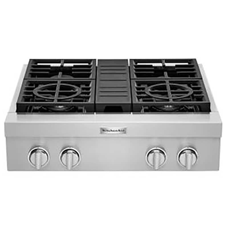 KitchenAid 30 in. 4-Burner Natural Gas Rangetop with Simmer Burner & Power Burner - Stainless Steel, , hires