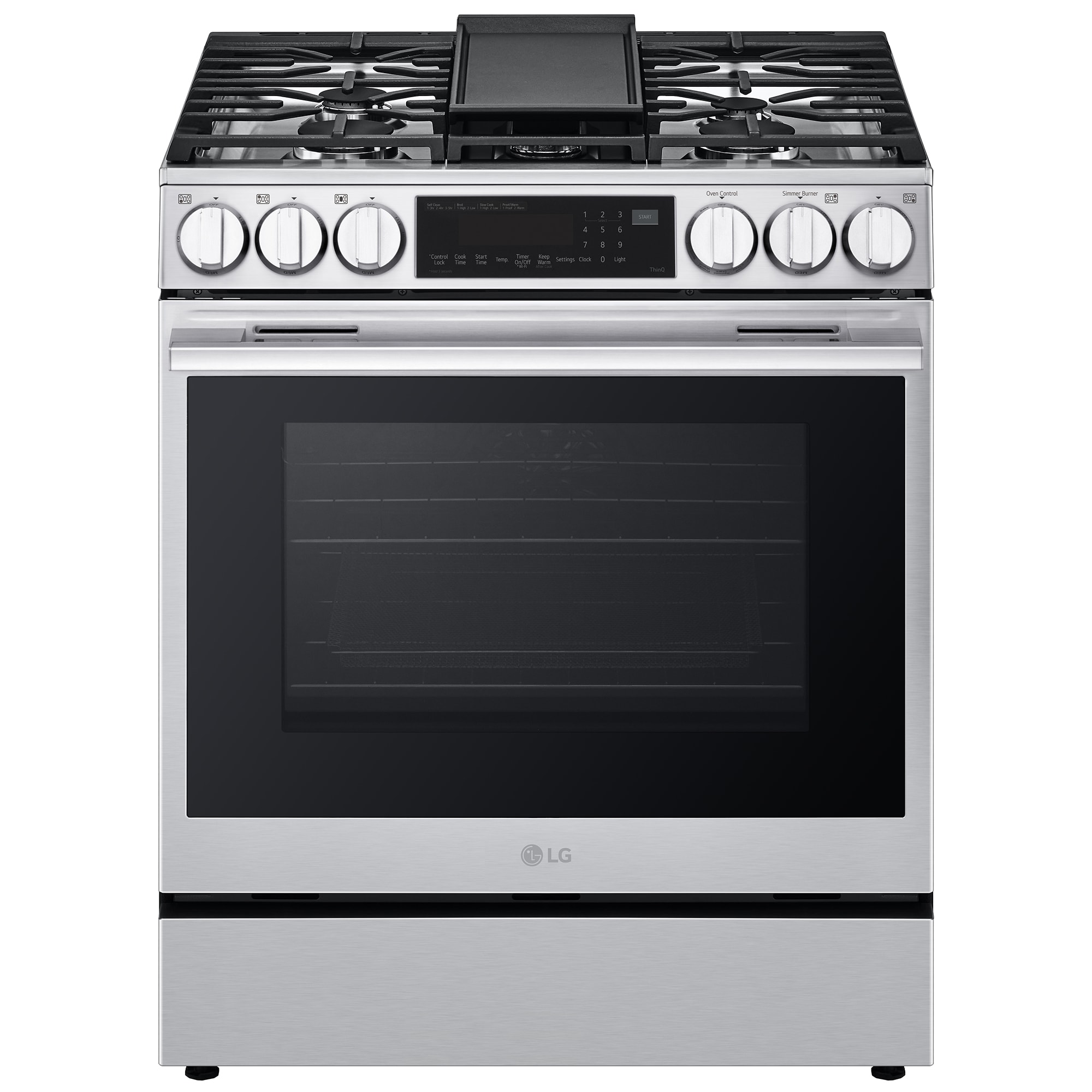 LG 30 in. 6.3 cu. ft. Smart Air Fry True European Convection Slide-In Gas Range with 5 Sealed Burners & Griddle - PrintProof Stainless Steel, , hires