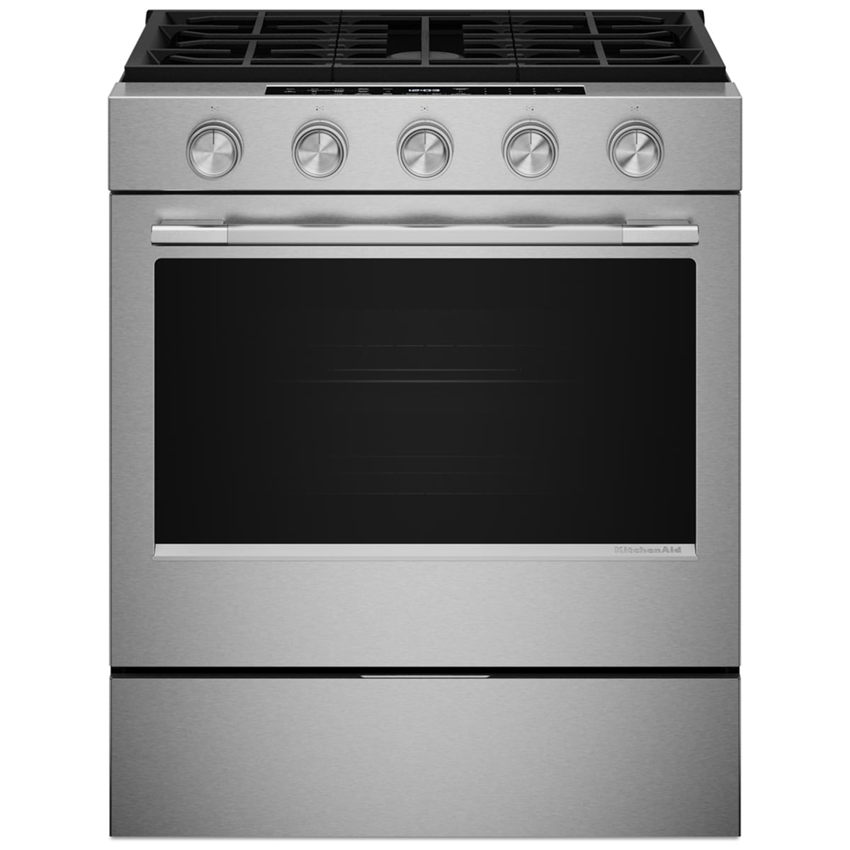 KitchenAid 30 in. 5.0 cu. ft. Smart Air-Fry True European Convection Steam Slide-In Gas Range with 5 Sealed Burners & Griddle - Fingerprint Resistant Stainless Steel, , hires