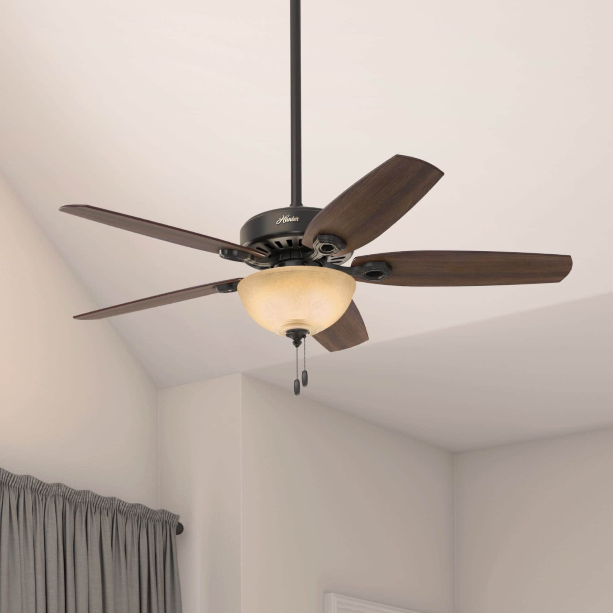 Hunter 52 inch Builder Ceiling Fan with LED Light Kit and Pull Chain - New Bronze, Bronze, hires