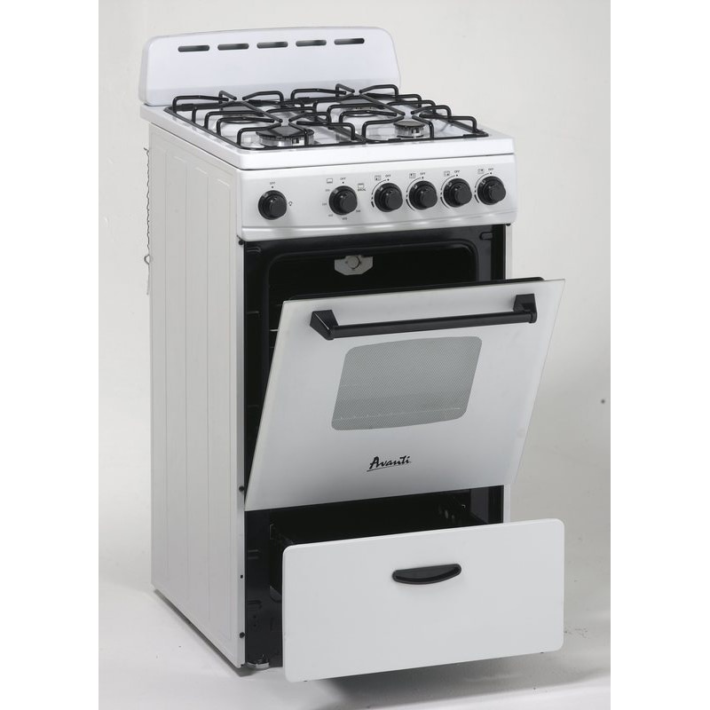 Avanti 20" Freestanding Gas Range with 4 Sealed Burners, 2.1 Cu. Ft