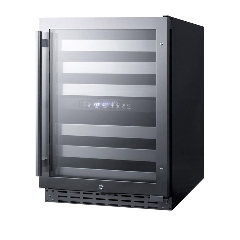 Summit 24 in. Undercounter Wine Cooler with Wire Racks, Dual Temperature Zones & 46 Bottle Capacity - Stainless Steel, , hires