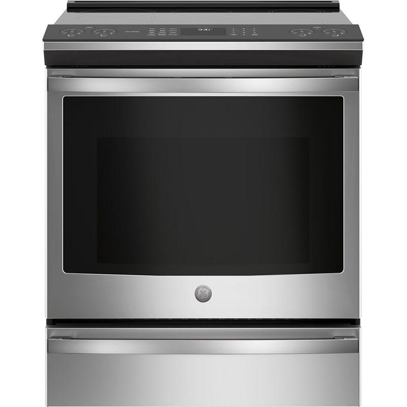 GE Profile 30 in. 5.3 cu. ft. Smart Air Fry True European Convection Slide-In Electric Range with 5 Induction Burners - Stainless Steel, Stainless Steel, hires