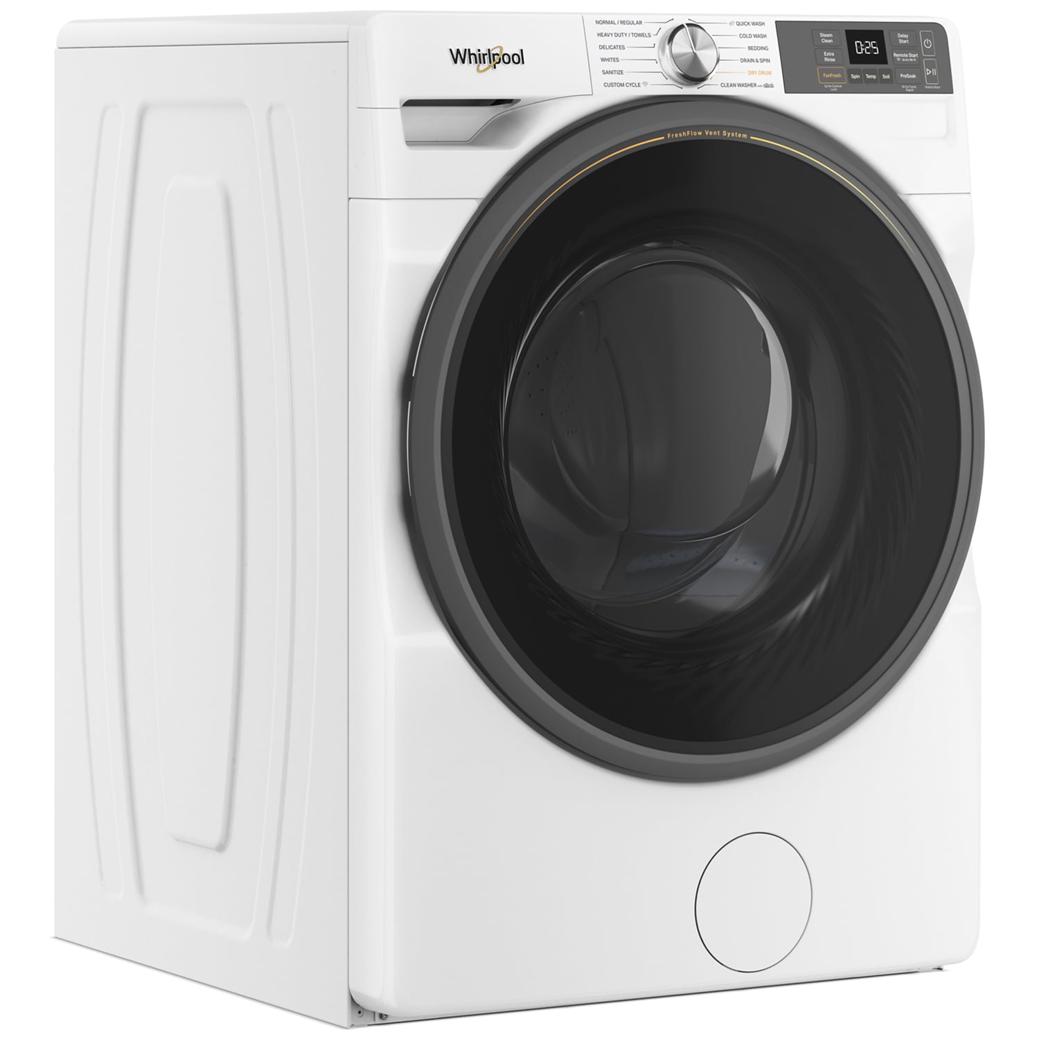 Whirlpool 27 in. 4.5 cu. ft. Smart Stackable Front Load Washer with FreshFlow Vent System, Sanitize & Steam Cycle - White, White, hires