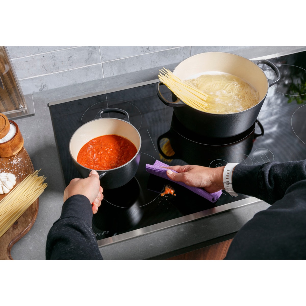 GE Profile 30 in. 4-Burner Smart Induction Cooktop with Simmer Burner & Power Burner - Black, , hires