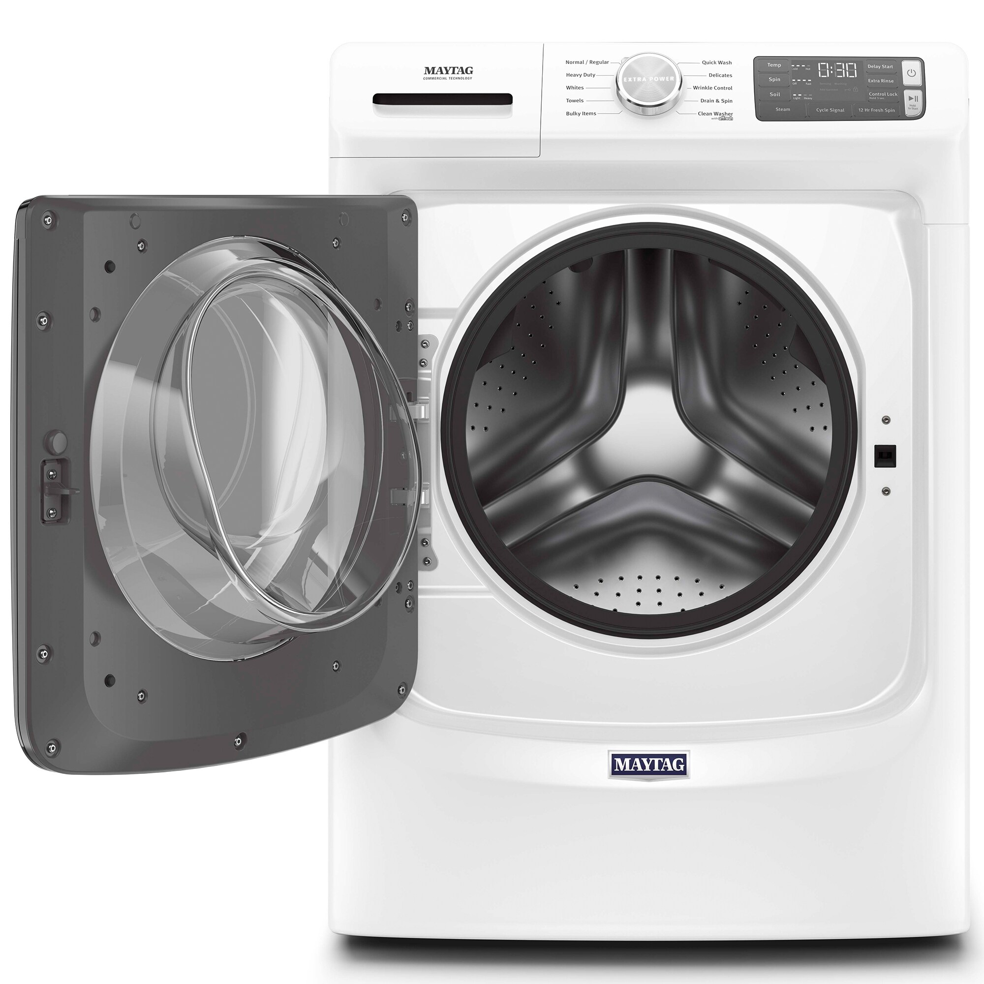 Maytag 27 in. 4.5 cu. ft. Stackable Front Load Washer with Extra Power and 12-Hr Fresh Spin Option - White, White, hires