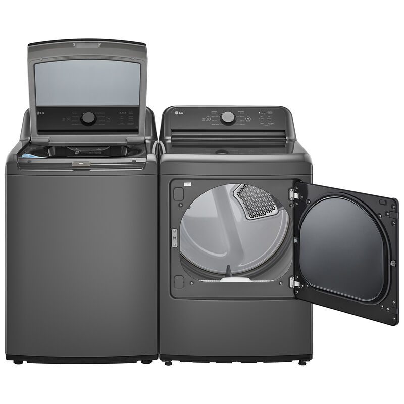 LG 27 in. 4.1 cu. ft. Top Load Washer with 4-Way Agitator, Slam Proof Glass Lid & True Balance Anti-Vibration System - Monochrome Gray, Monochrome Gray, hires