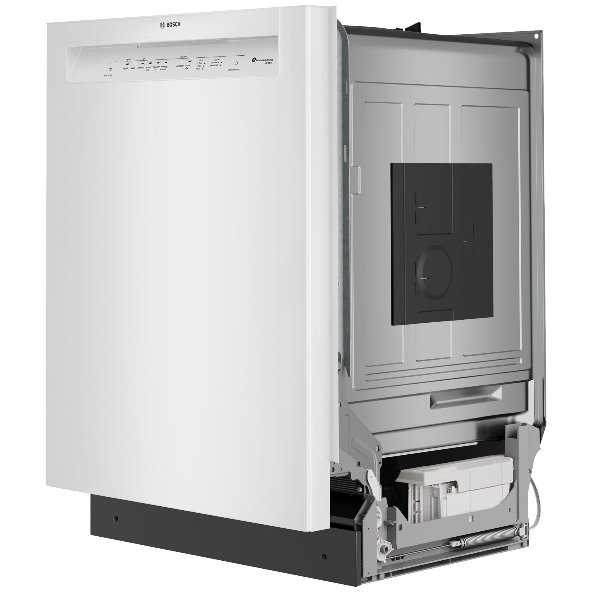 Bosch 300 Series 24 in. Front Control Smart Dishwasher with 48 dBA Sound Level, 3rd Rack, PureDry & Pocket Handle - White, White, hires