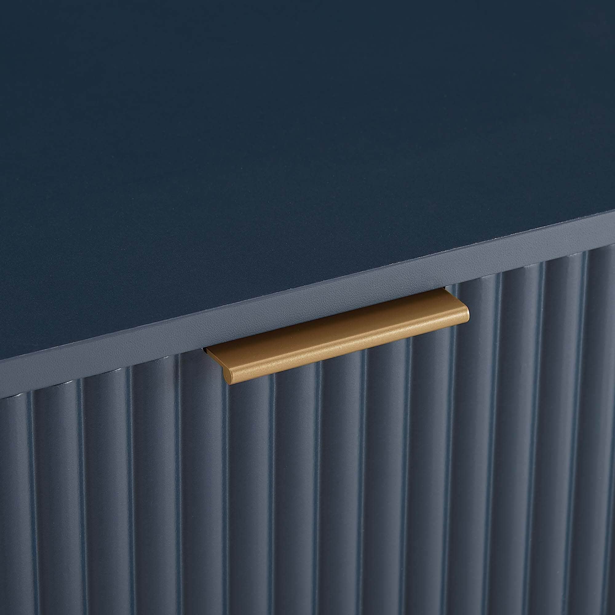 Manhattan Comfort DUMBO 2.0 Modern Nightstand with 2 Drawer & Metal Feet - Midnight Blue, Midnight Blue, hires