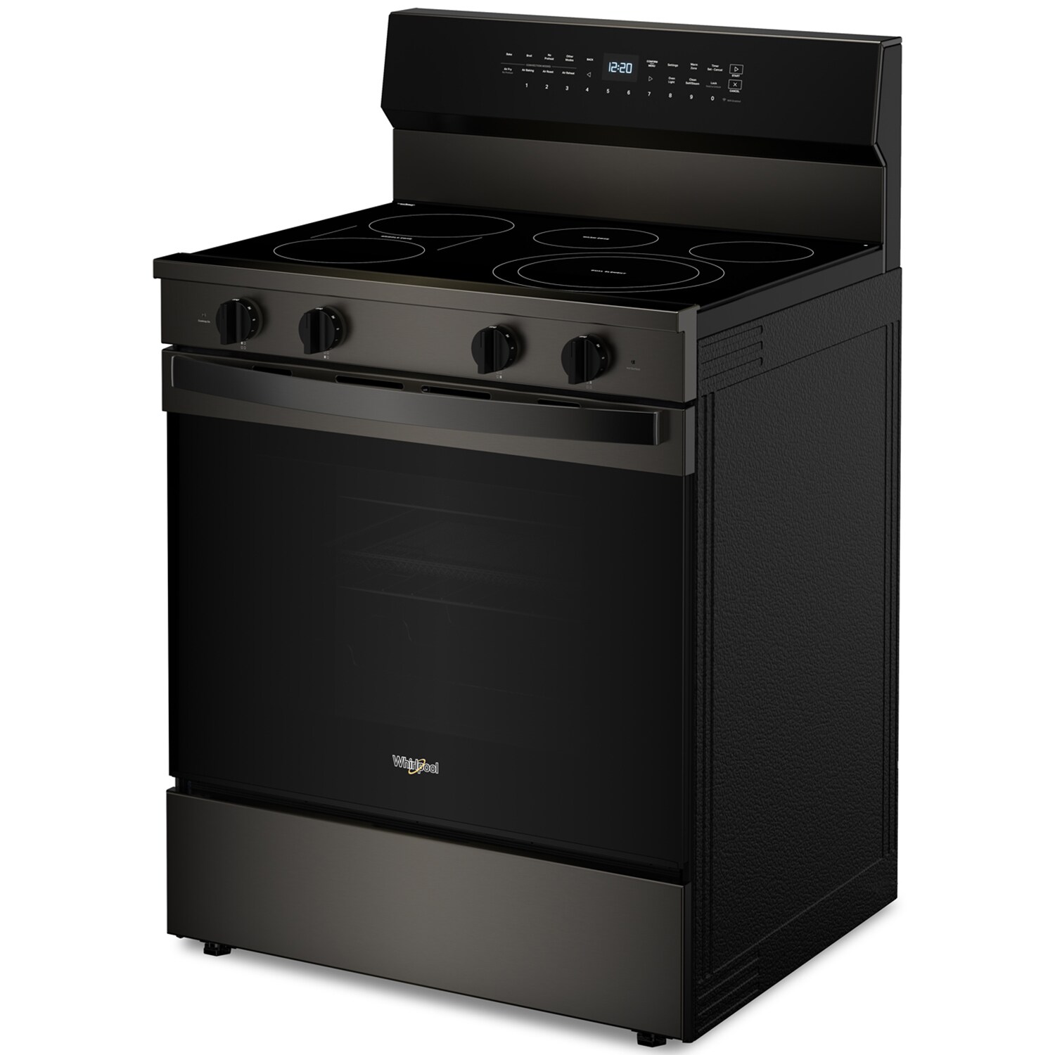 Whirlpool 30 in. 5.3 cu. ft. Smart Air Fry True European Convection Electric Range with Radiant Burners - Black Stainless Steel, Black Stainless Steel, hires