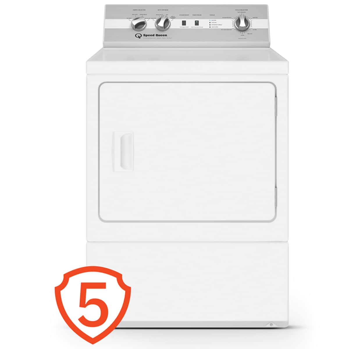 Speed Queen DC5 27 in. 7.0 cu. ft. Gas Dryer with Pet Plus Cycle, Sensor Dry, Sanitize & Steam Cycle - White, White, hires