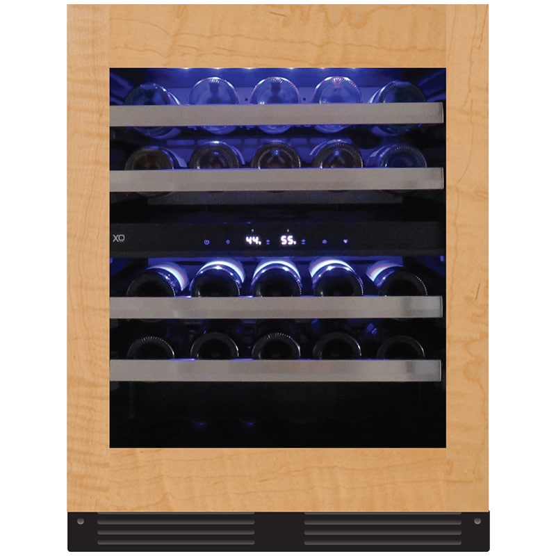 XO 24 in. Undercounter Wine Cooler with Metal Racks, Dual Temperature Zones & 33 Bottle Capacity - Custom Panel Ready, , hires