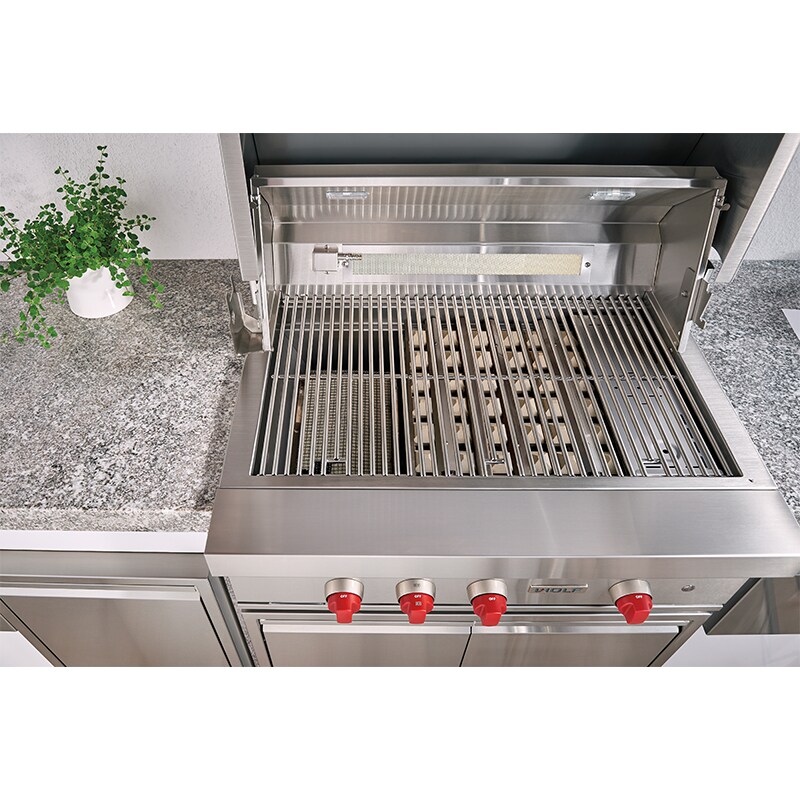 Wolf 36 in. 3-Burner Built-In Liquid Propane Gas Grill with Rotisserie, Sear Burner & Smoker Box - Stainless Steel, , hires
