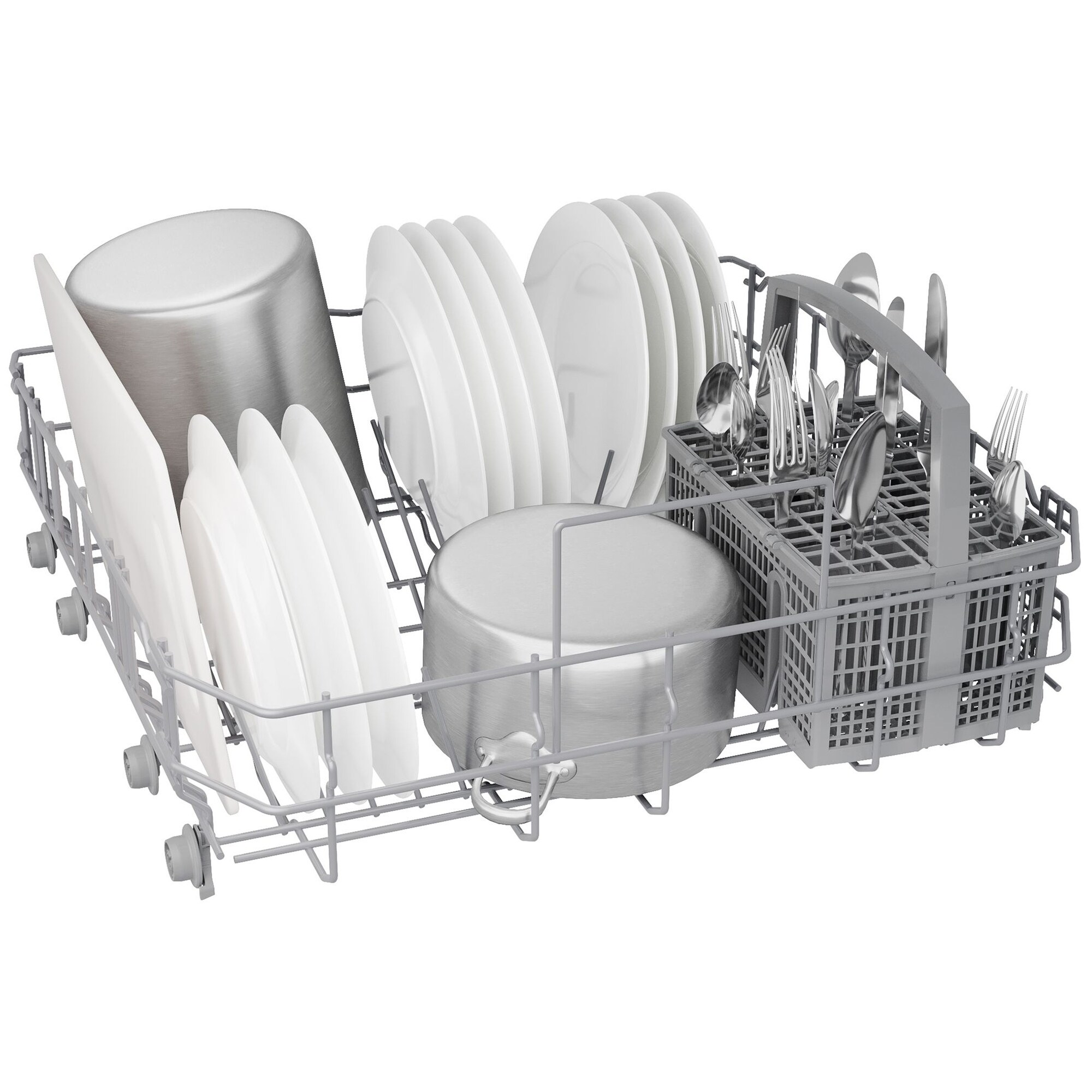 Bosch 300 Series 24 in. Front Control Smart Dishwasher with 48 dBA Sound Level, 3rd Rack, PureDry & Pocket Handle - Stainless Steel, Stainless Steel, hires