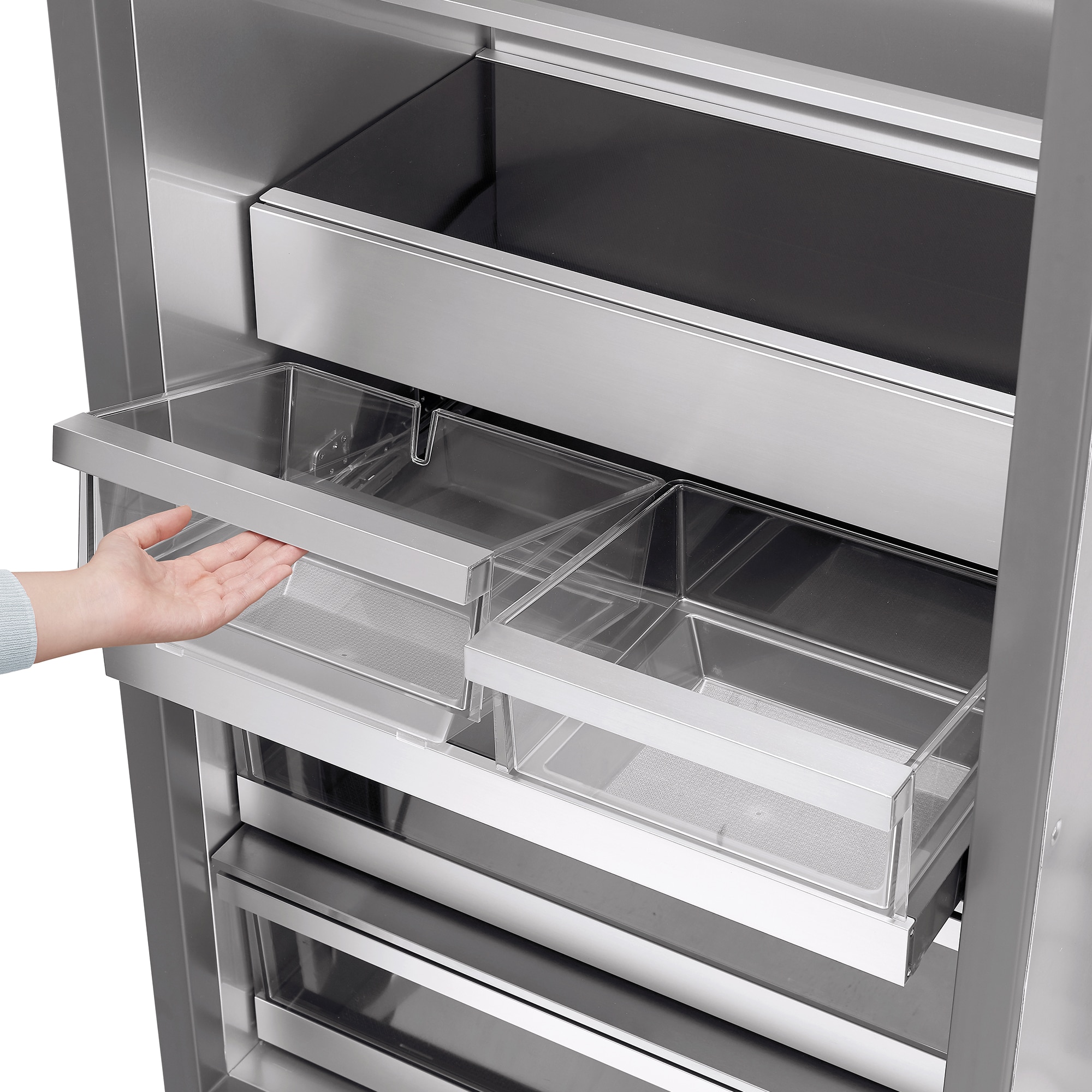 Signature Kitchen Suite 30 in. 17.8 cu. ft. Built-in Smart Triple-Drawers Upright Freezer with Ice-Maker & Adjustable Shelves - Custom Panel Ready, , hires