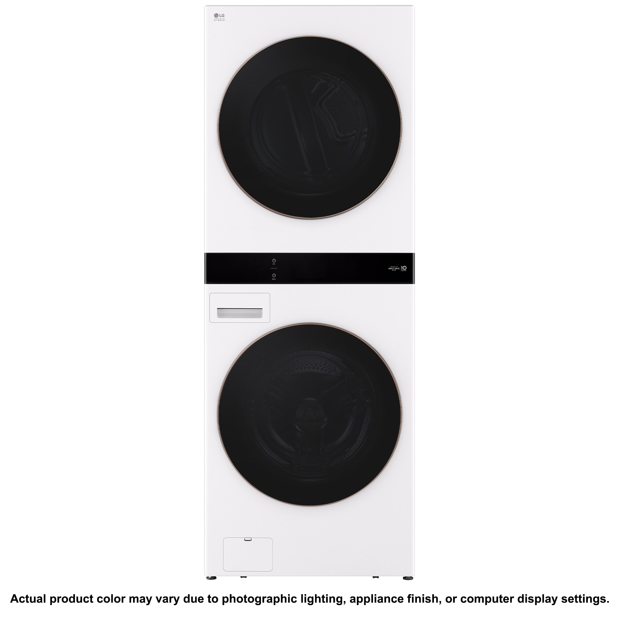 LG 27 in. 5.0 cu. ft. Smart Gas Front Load WashTower with AI Sensor Dry, TurboSteam, Allergiene Cycle, ezDispense, AI DD 2.0 Advanced Washing, Sensor Dry, Sanitize & Steam Cycle - Essence White, Essence White, hires