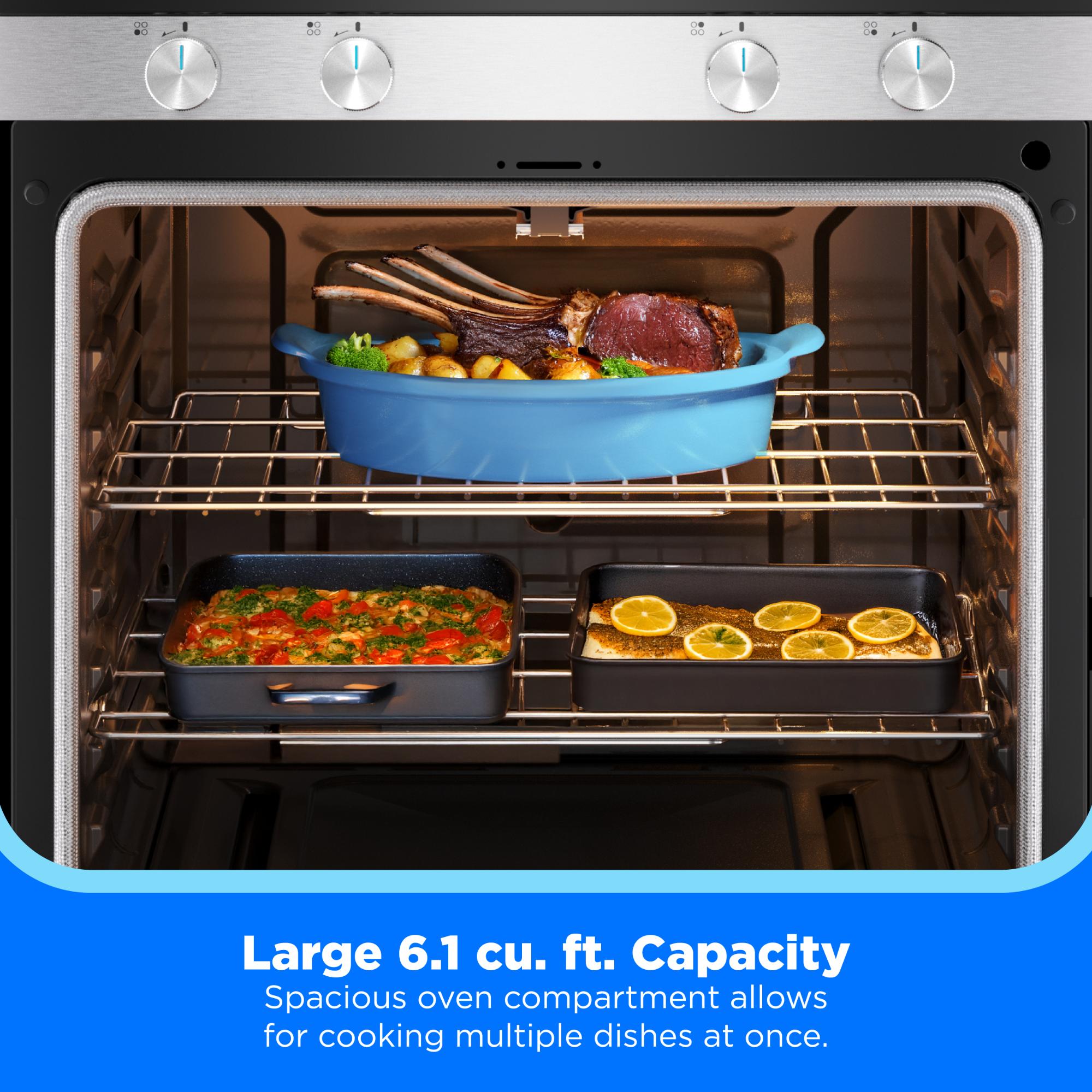 Midea 30 in. 6.1 cu. ft. Gas Range with 4 Sealed Burners - Stainless Steel, Stainless Steel, hires