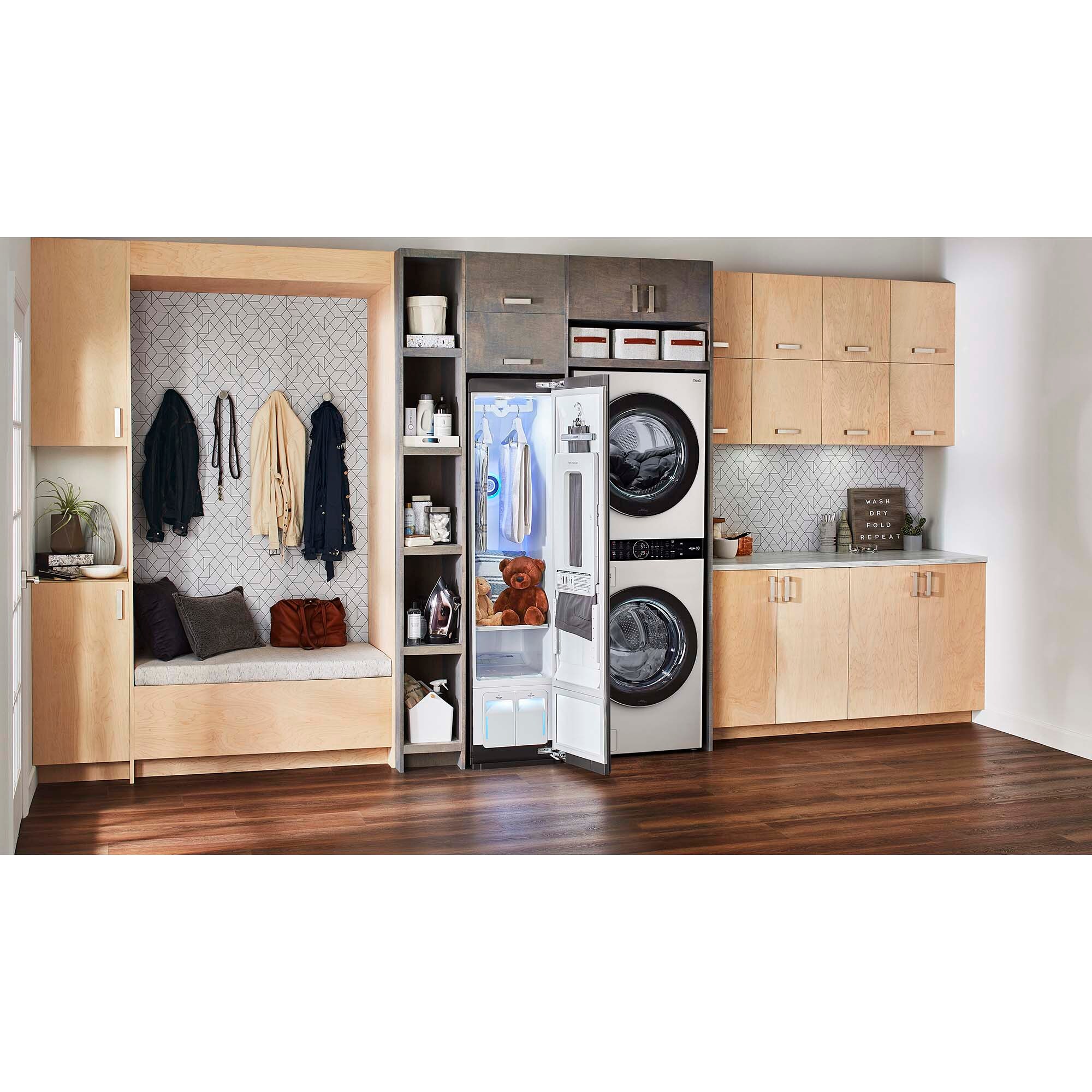 LG 27 in. WashTower with 4.5 cu. ft. Washer with 10 Wash Programs and TurboWash 360 & 7.4 cu. ft. Electric Dryer with 9 Dryer Programs, Sensor Dry & Wrinkle Care - White, White, hires