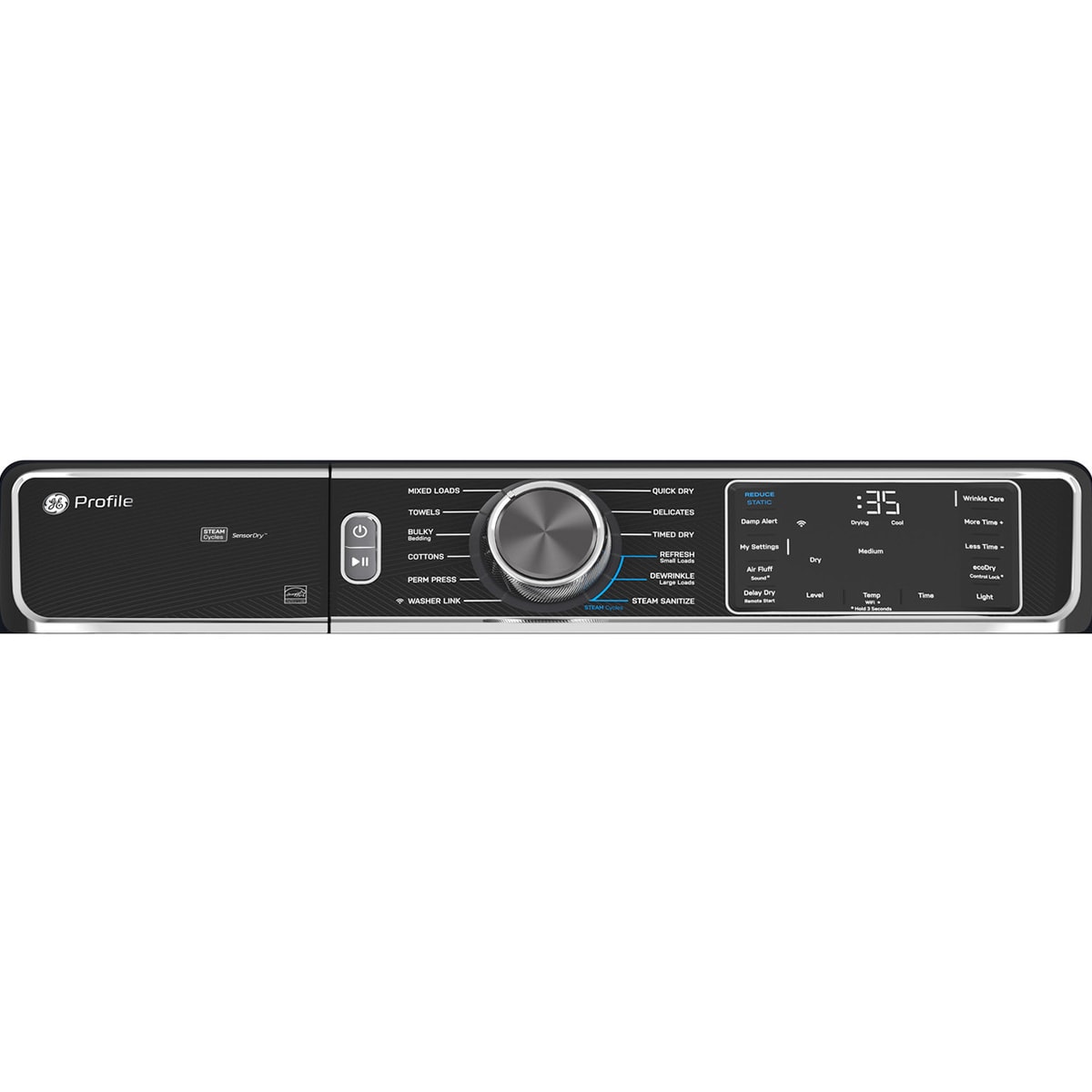 GE Profile 28 in. 7.8 cu. ft. Smart Stackable Gas Dryer with Sensor Dry, Sanitize & Steam Cycle - Sapphire Blue, Sapphire Blue, hires