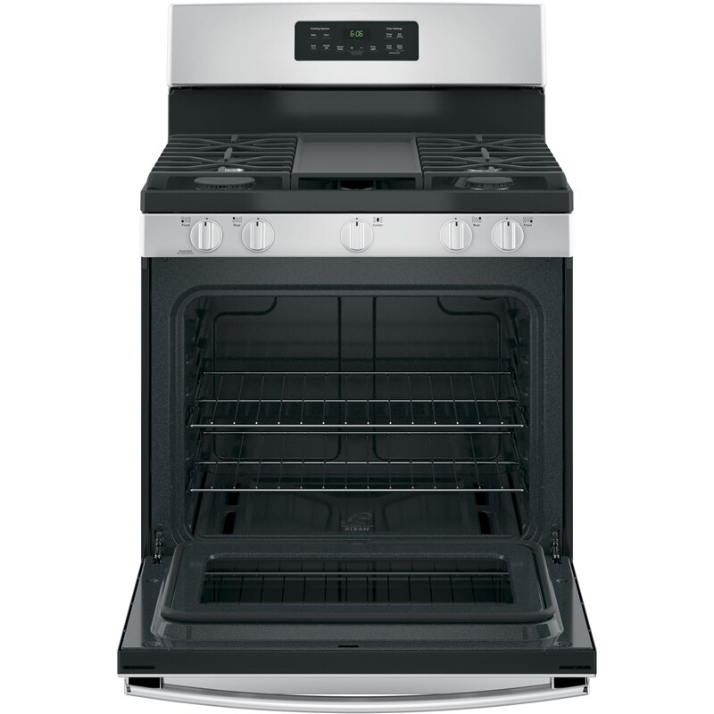 GE 30 in. 5 cu. ft. Gas Range with 5 Sealed Burners & Griddle - Stainless Steel, Stainless Steel, hires