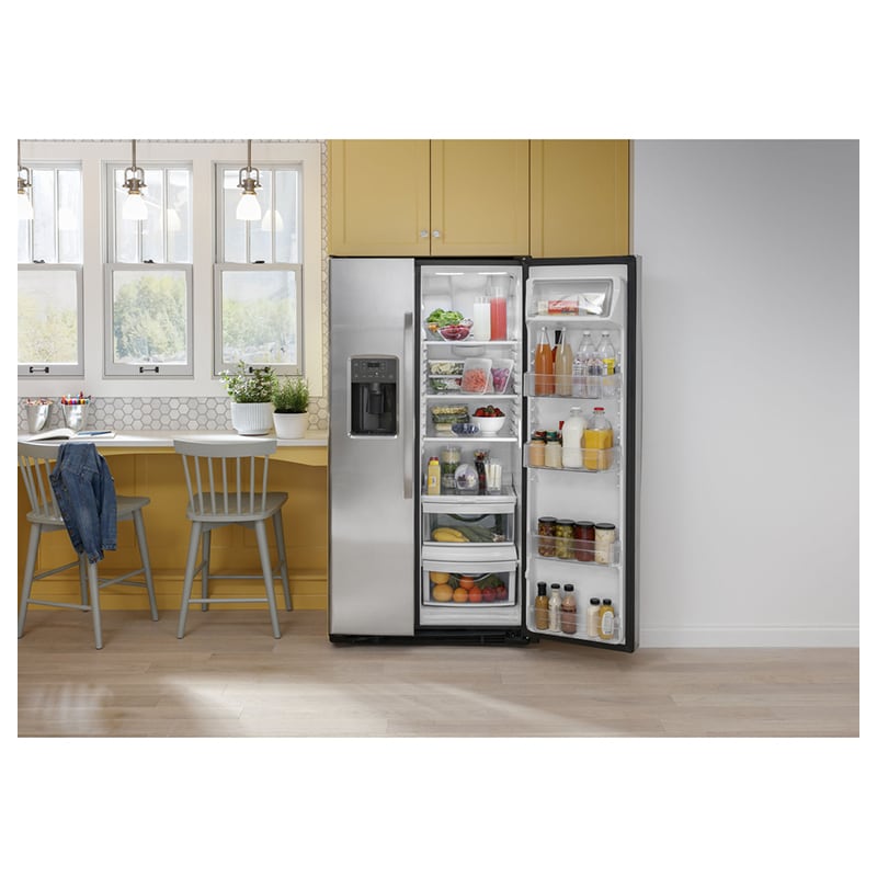 GE 33 in. 23 cu. ft. Side by Side Refrigerator with Ice & Water Dispenser - Fingerprint Resistant Slate, , hires