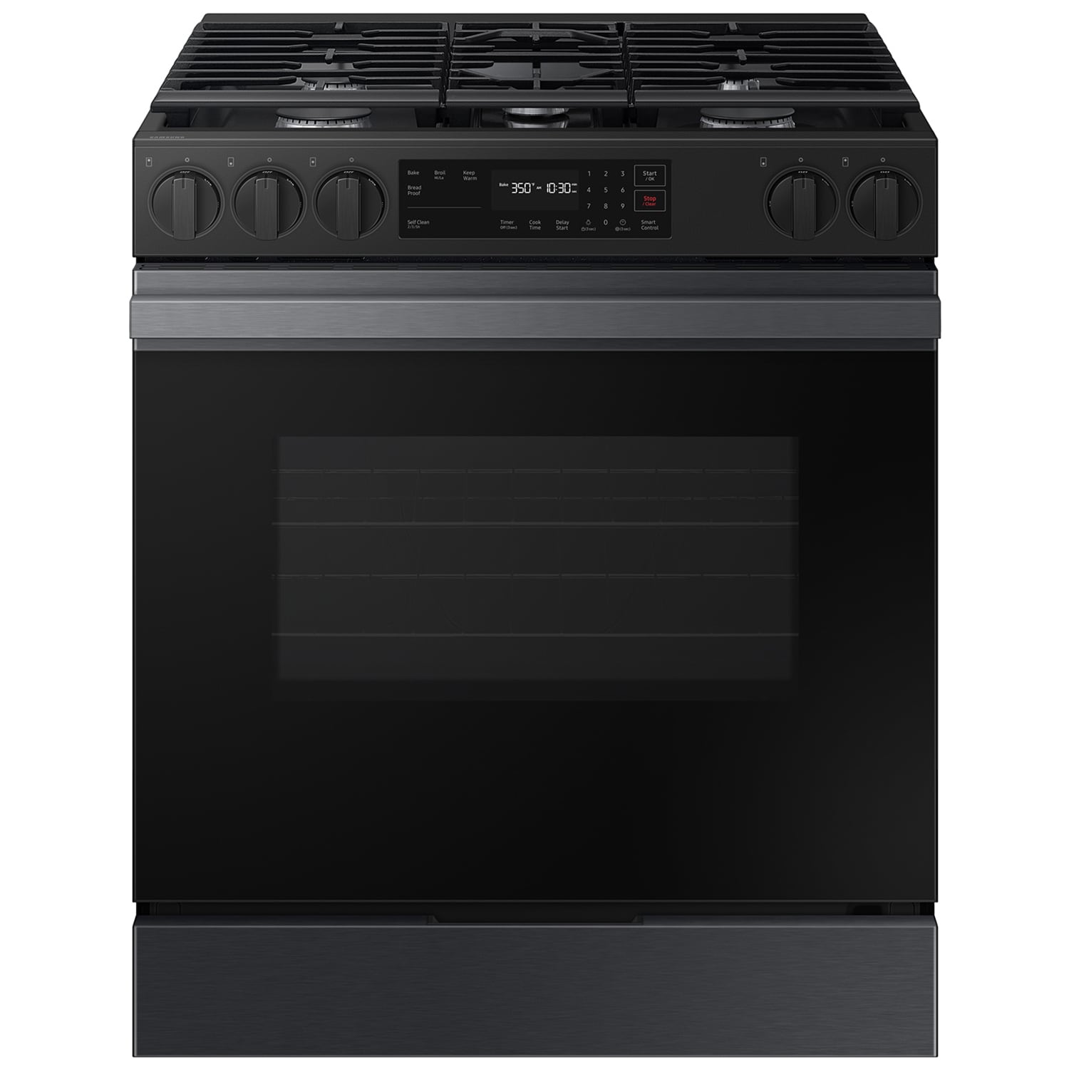 Samsung Bespoke 30 in. 6 cu. ft. Smart Slide-In Gas Range with 5 Sealed Burners - Matte Black Steel, Matte Black Steel, hires