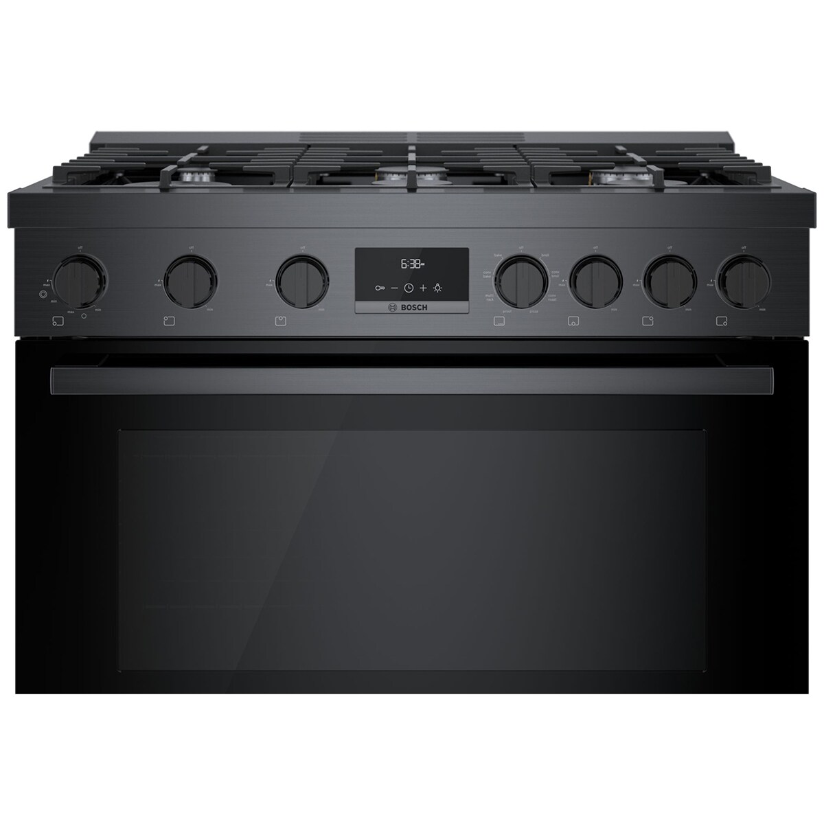 Bosch 800 Series 36 in. 3.7 cu. ft. True European Convection Dual Fuel Range with 6 Sealed Burners - Black Stainless Steel, , hires