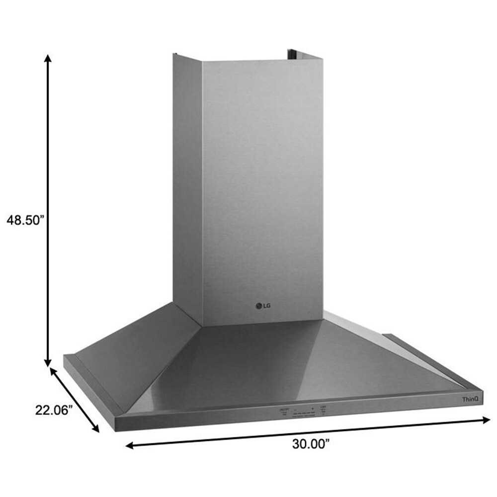 LG 30 in. Chimney Style Range Hood with 5 Speed Settings, 600 CFM