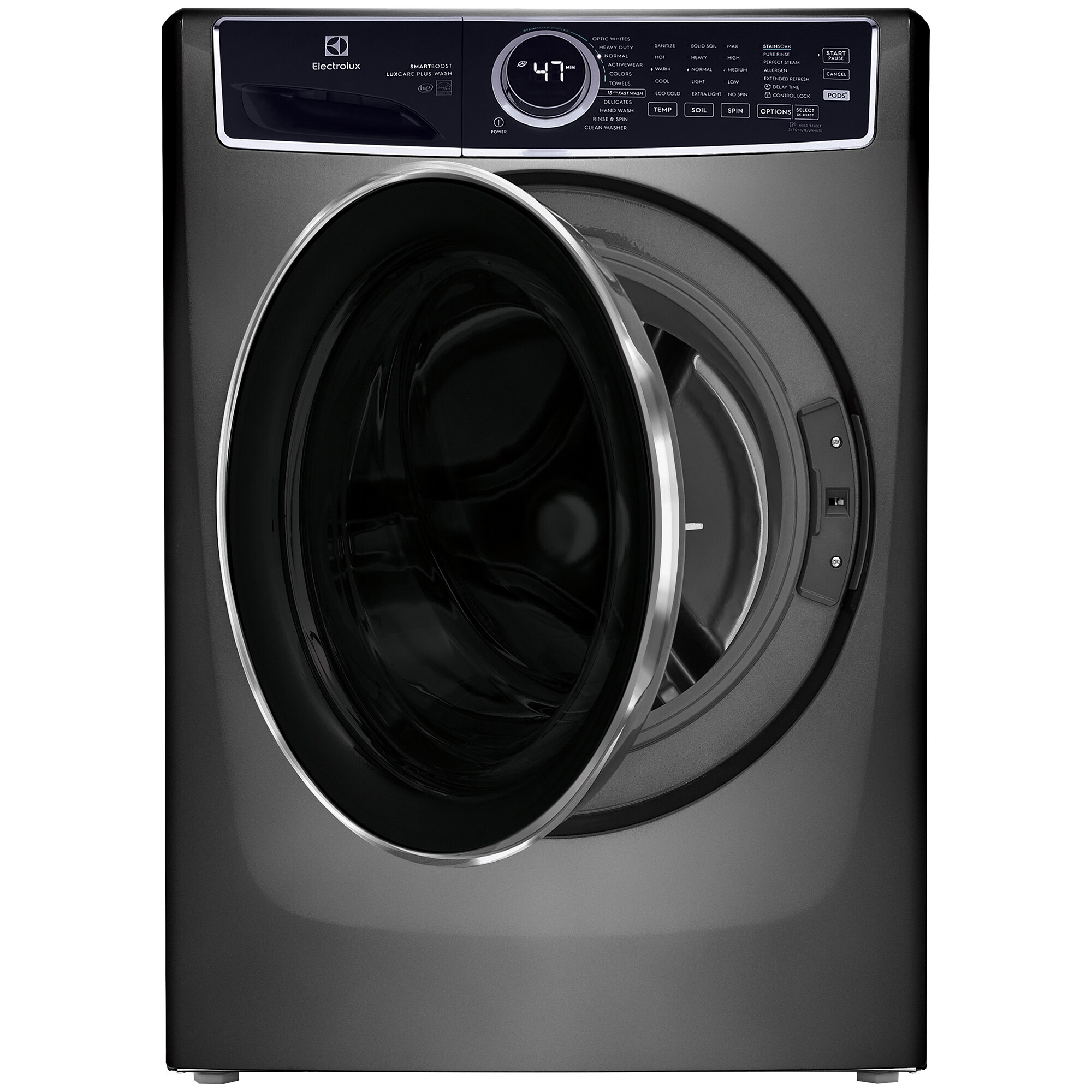 Electrolux 600 Series 27 in. 4.5 cu. ft. Stackable Front Load Washer with Perfect Steam, LuxCare Plus Wash System & SmartBoost -Titanium, Titanium, hires
