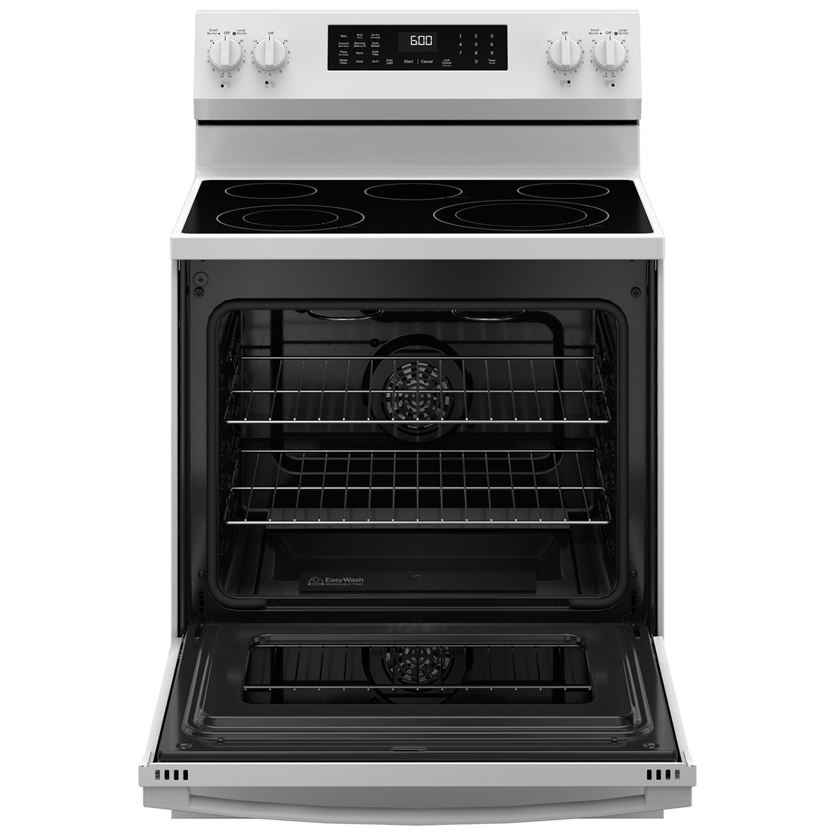 GE 30 in. 5.3 cu. ft. Smart Air Fry Standard Convection Electric Range with Radiant Burners - White, White, hires