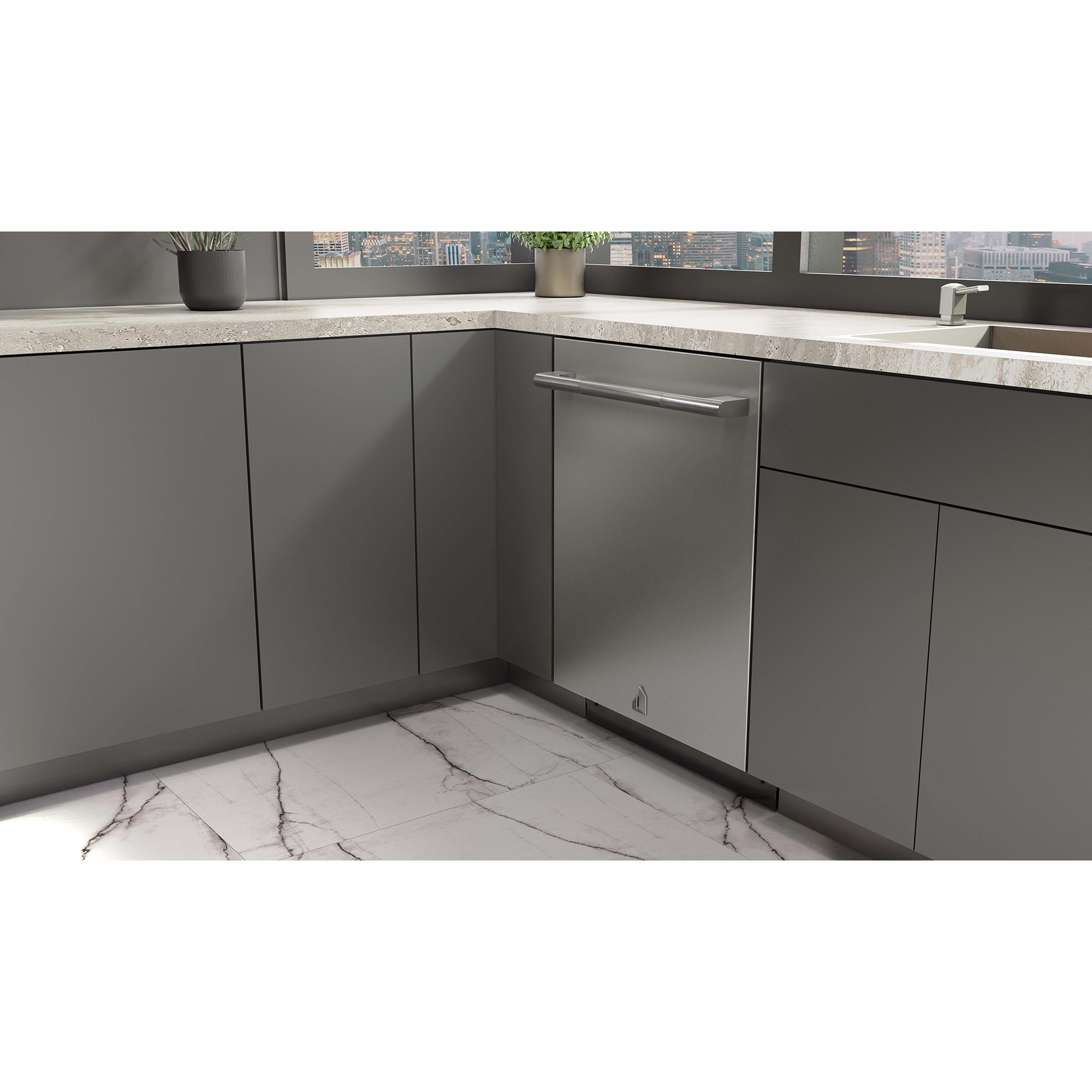 JennAir Rise 24 in. Top Control Flush-Mount Dishwasher with 38 dBa Sound Level & 3rd-Rack - Stainless Steel, , hires