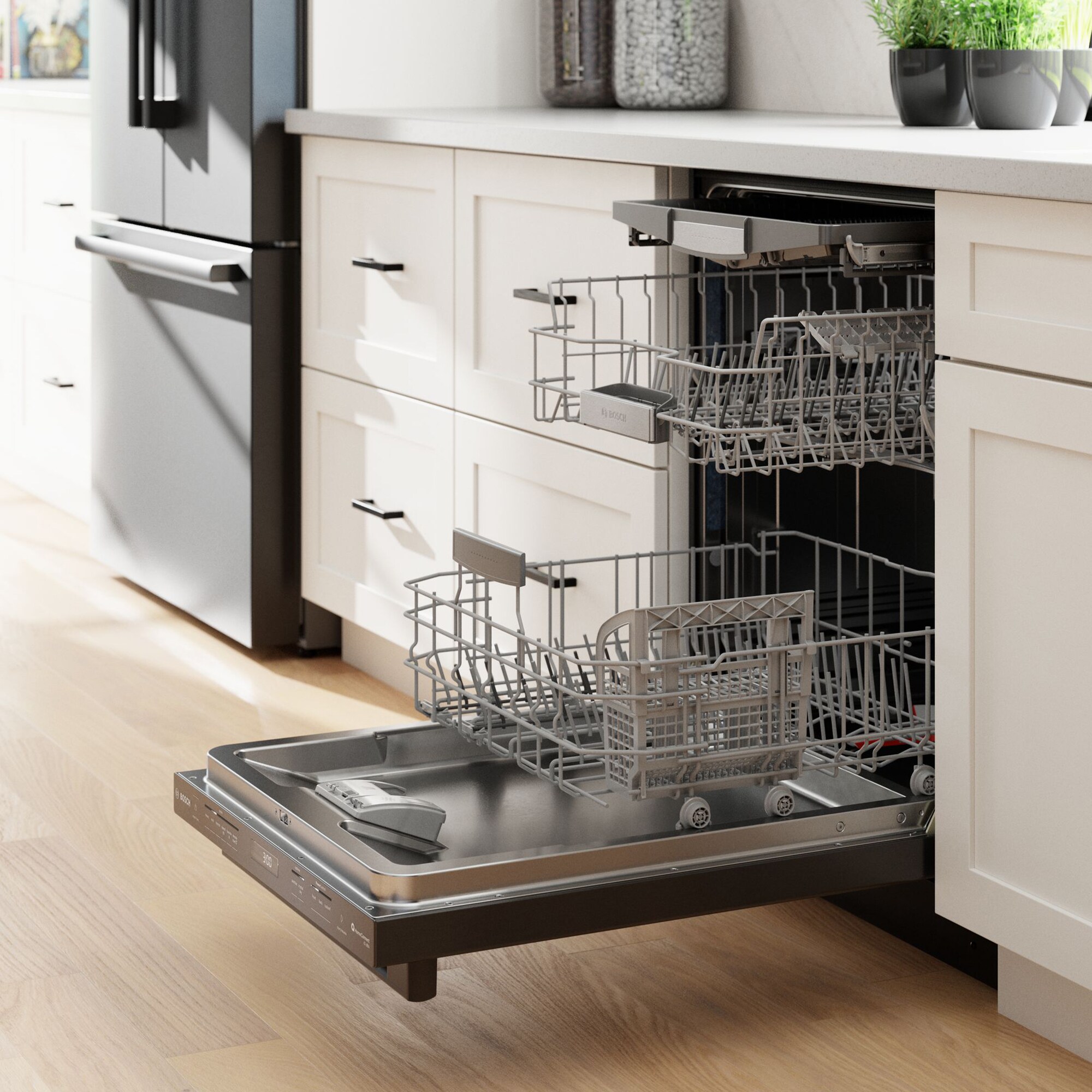 Bosch 800 Series 24 in. Top Control Smart Dishwasher with 42 dBa Sound Level, 3rd-Rack & CrystalDry - Black Stainless, Black Stainless, hires