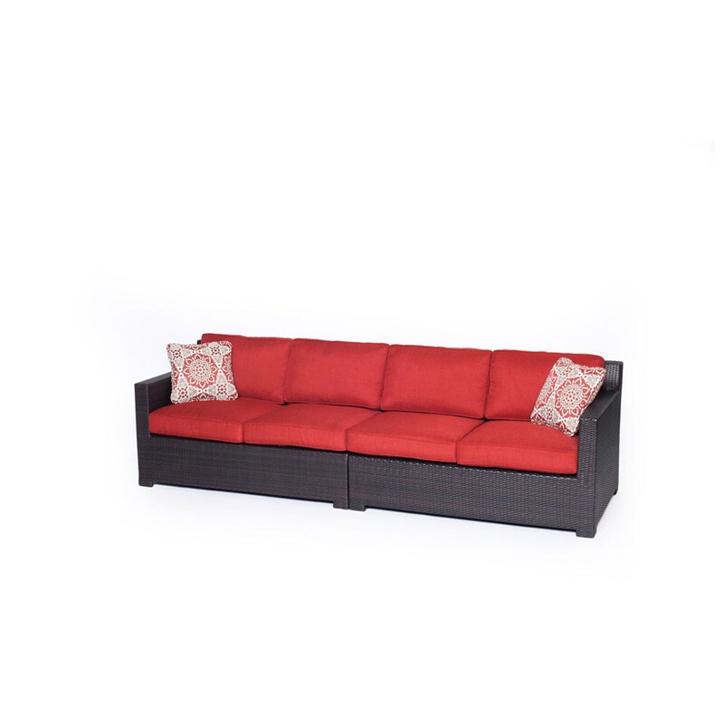 Hanover Metropolitan 5-Piece Deep Seating Sectional Patio Furniture Lounge Set with Ottoman - Berry, , hires