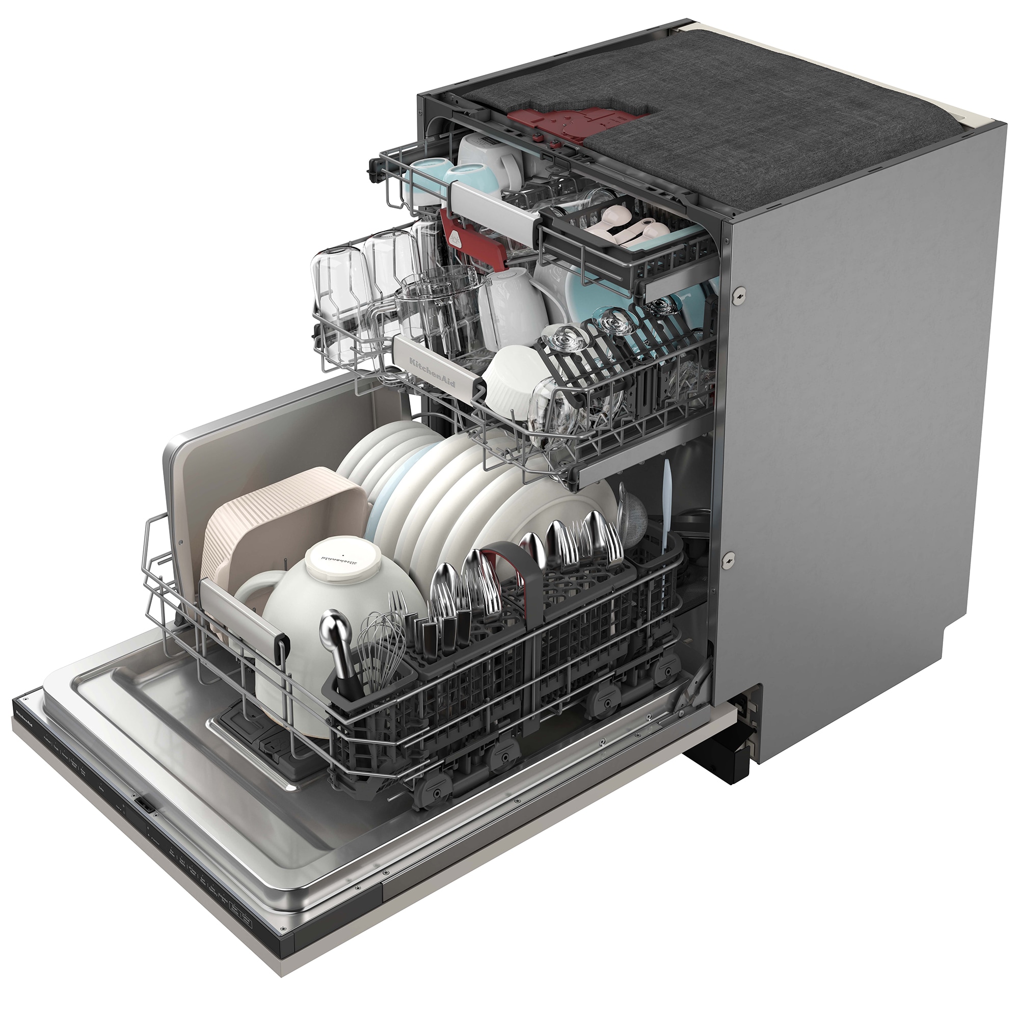 KitchenAid 24 in. Top Control Flush-Mount Dishwasher with 39 dBa Sound Level & 3rd-Rack - Custom Panel Ready, Custom Panel Required, hires