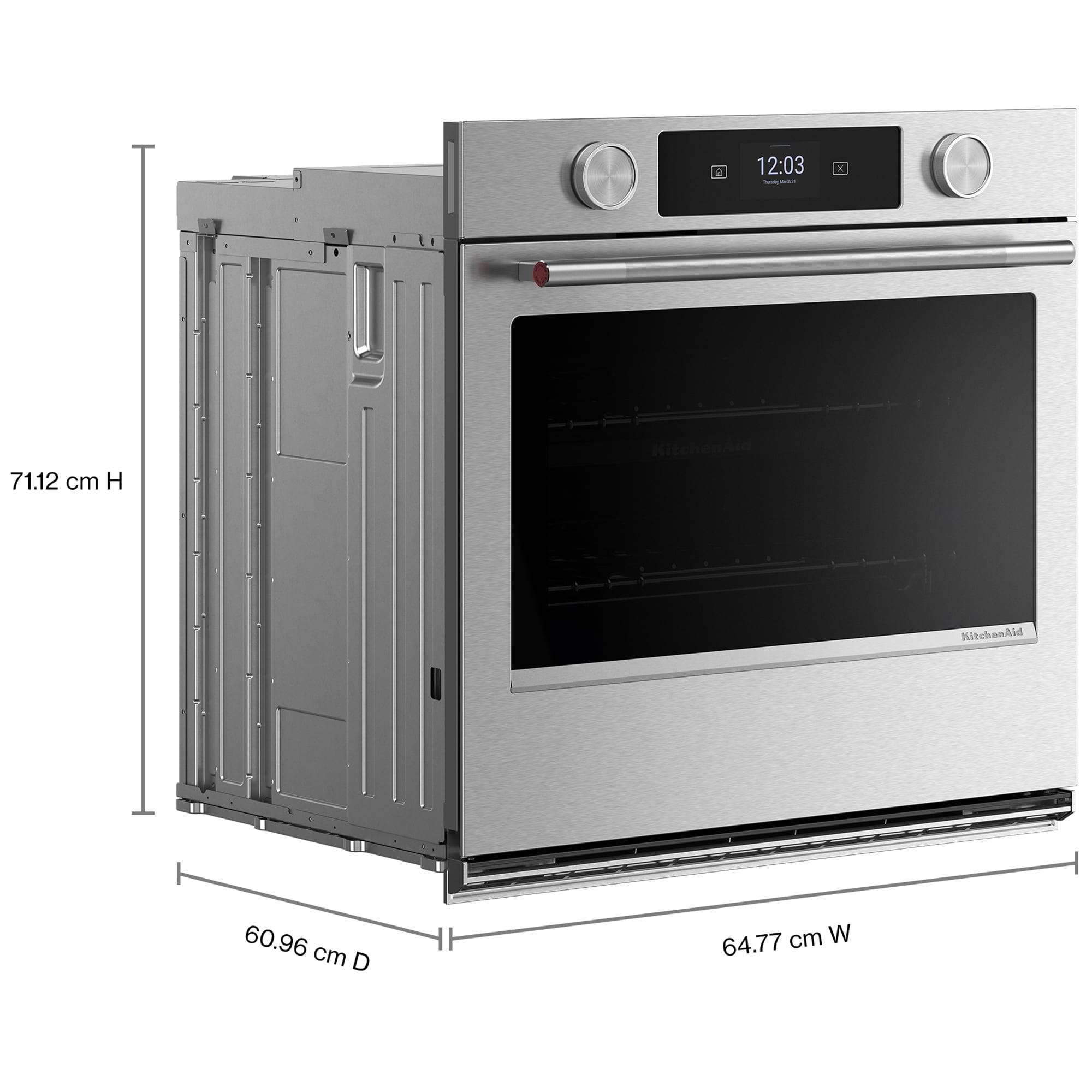 KitchenAid 27 in. 4.3 cu. ft. Smart Steam Electric Single Wall Oven with True European Convection - Stainless Steel with PrintShield Finish, , hires