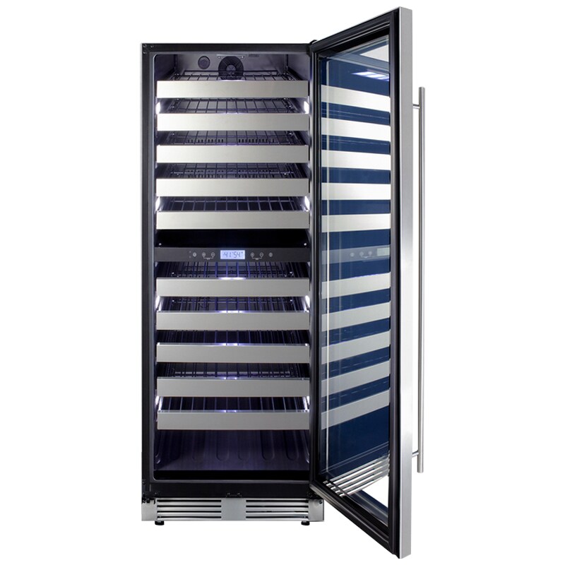 Summit 24 in. Wine Cooler with Wire Racks, Dual Temperature Zones & 116 Bottle Capacity - Stainless Steel, , hires