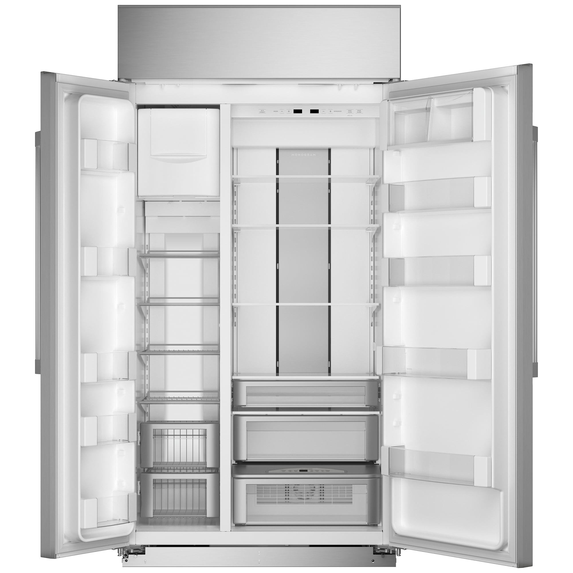 Monogram 42 in. 25.2 cu. ft. Built-In Smart Counter Depth Side by Side Refrigerator with Ice Maker - Stainless Steel, , hires