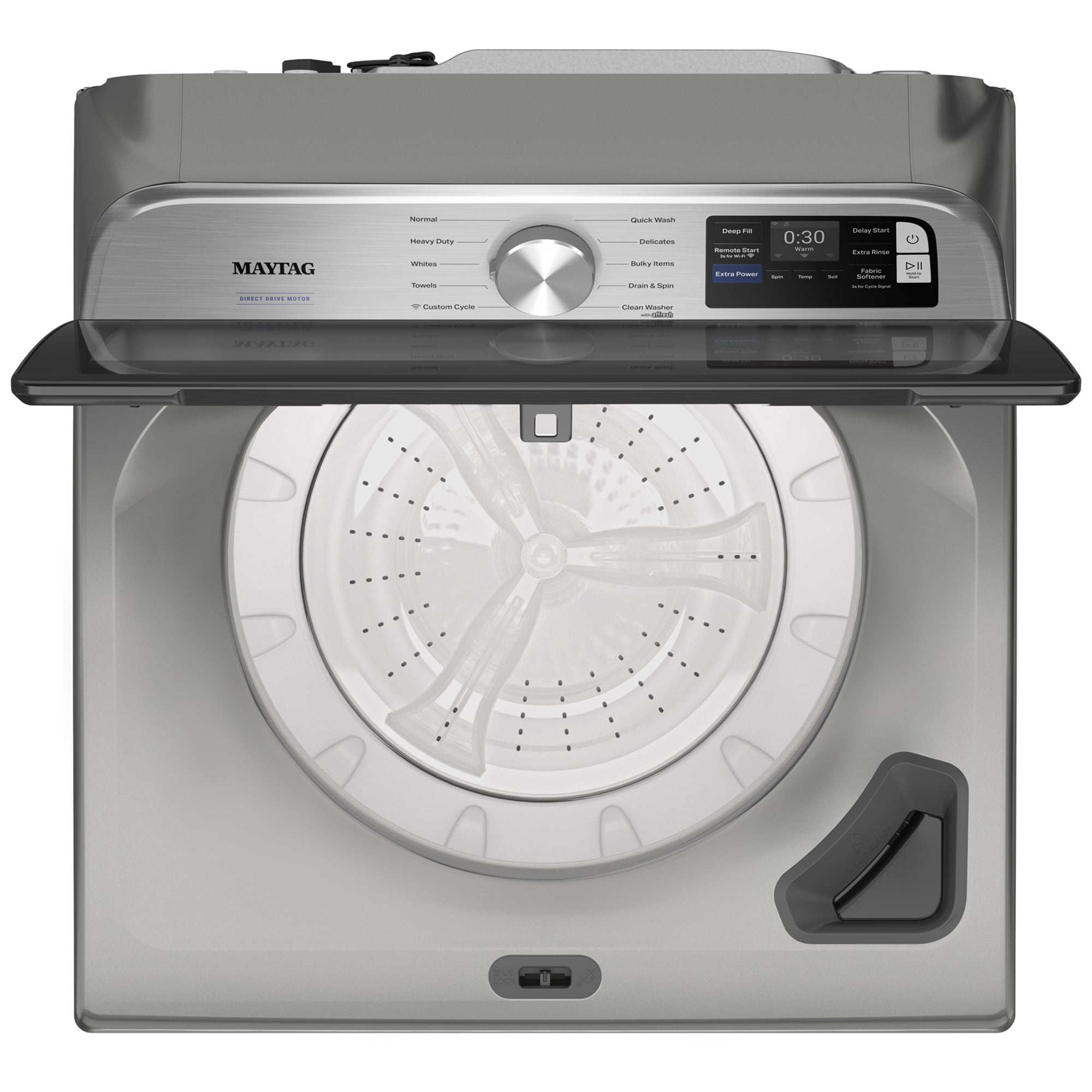 Maytag 27 in. 5.3 cu. ft. Smart Top Load Washer with Impeller & Extra Power - Classic SIlver, Classic Silver, hires